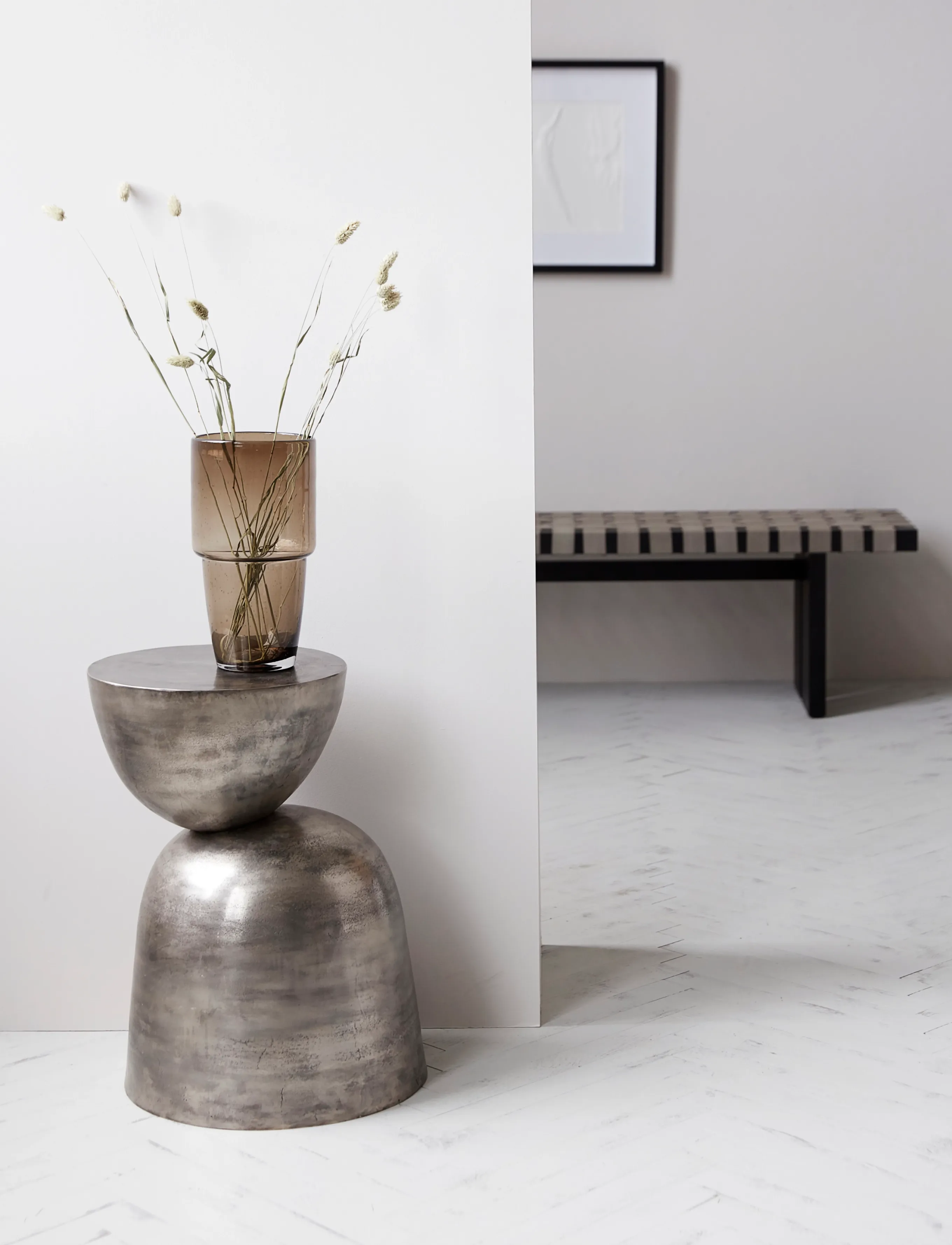 house doctor Side Table, Hdheena, Metal Oxidized, 40X40X55, Tables, Silber - Tables & Small Homeware