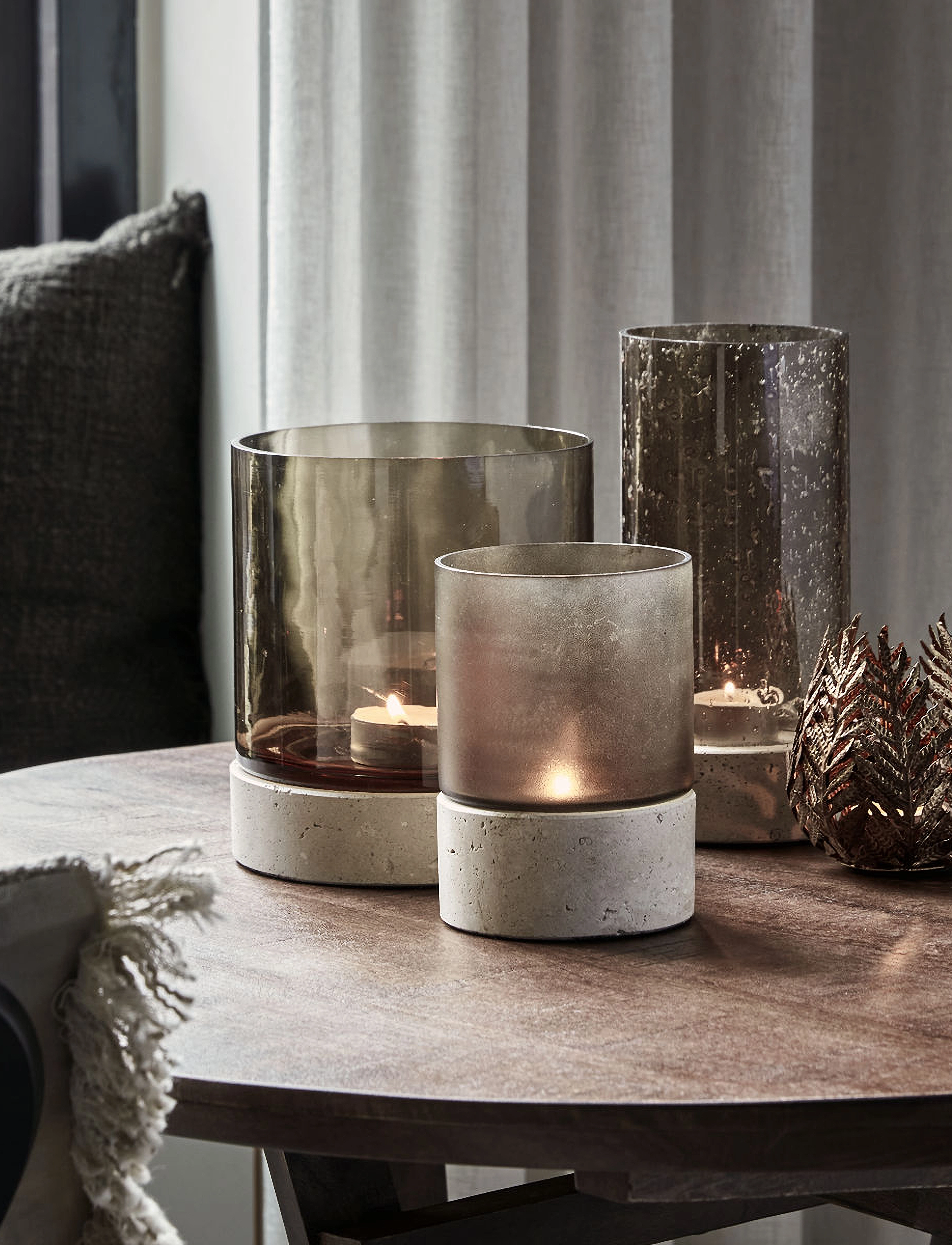 house doctor Lysestage, Hdrivo, Brun, H:14 cm, Candlesticks & Lanterns, Braun - Tealight Holders, Homeware