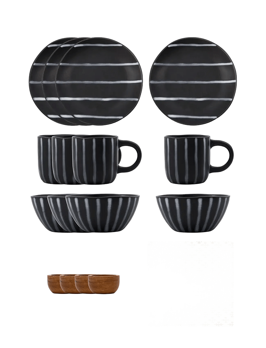 house doctor - Brunch kit, HDLine, Black, Brown - geschirrsets & geschirrservice - black, brown - 0