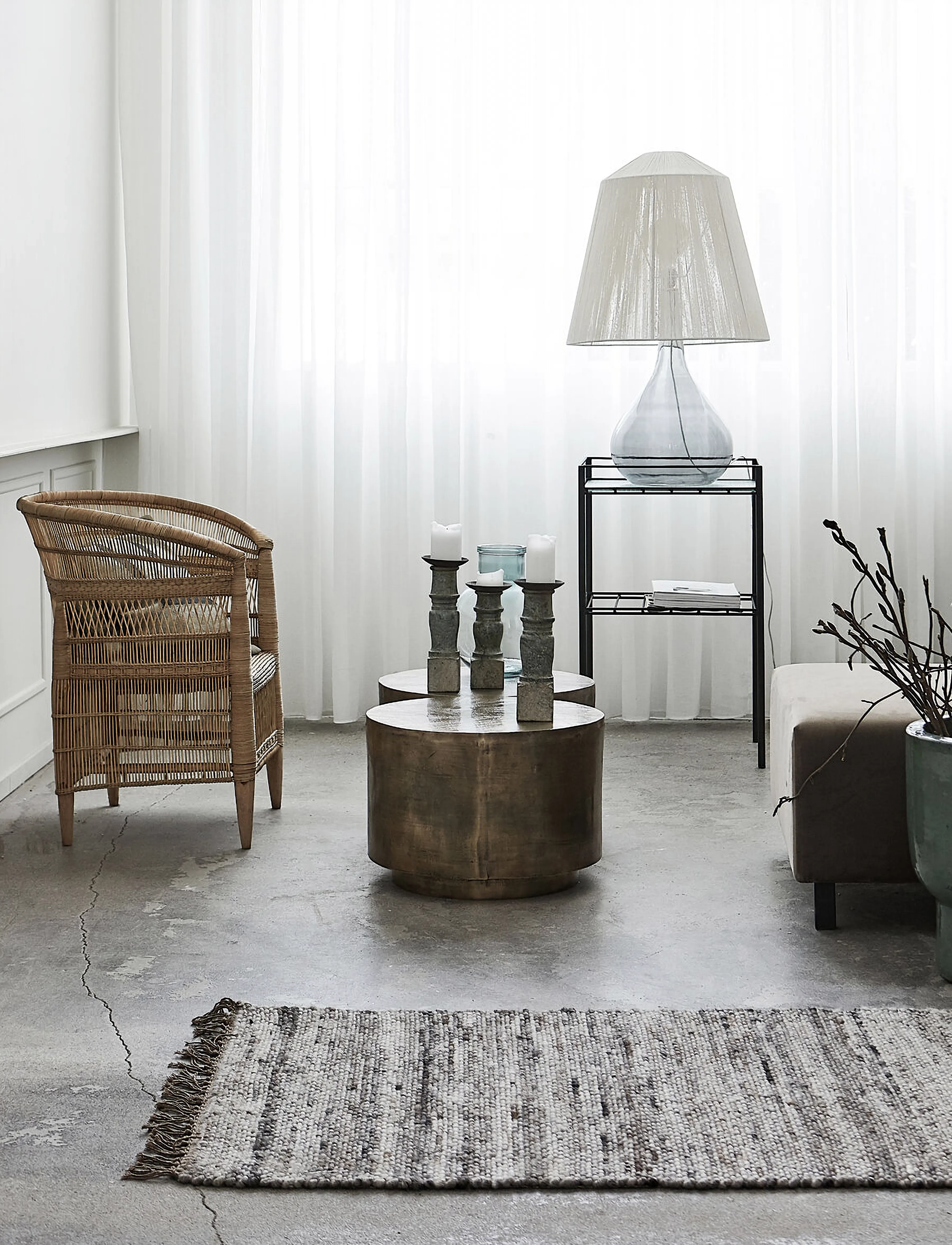 house doctor Side Table, Hdrota, Antique Brass, 50X50X35, Tables, Braun - Coffee Homeware