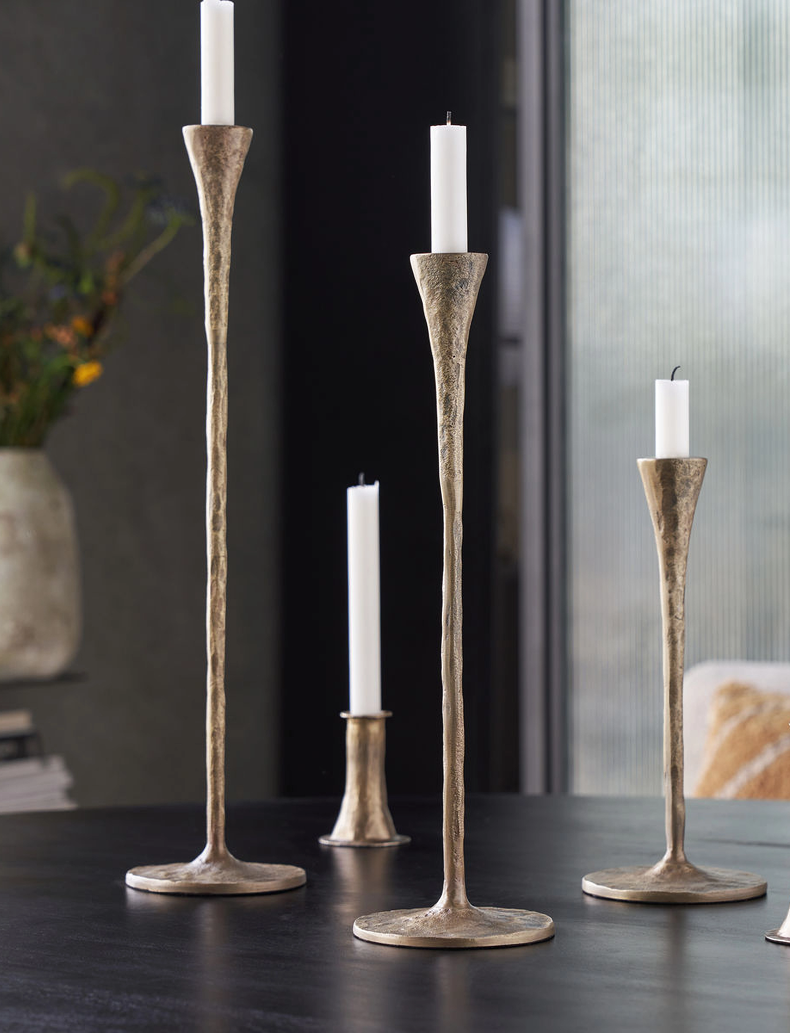 house doctor Candle Holder, Hdstada, Antique Brass, 12.5X12.5X42.5 cm, Candlesticks & Lanterns, Gold - Candlesticks, Homeware
