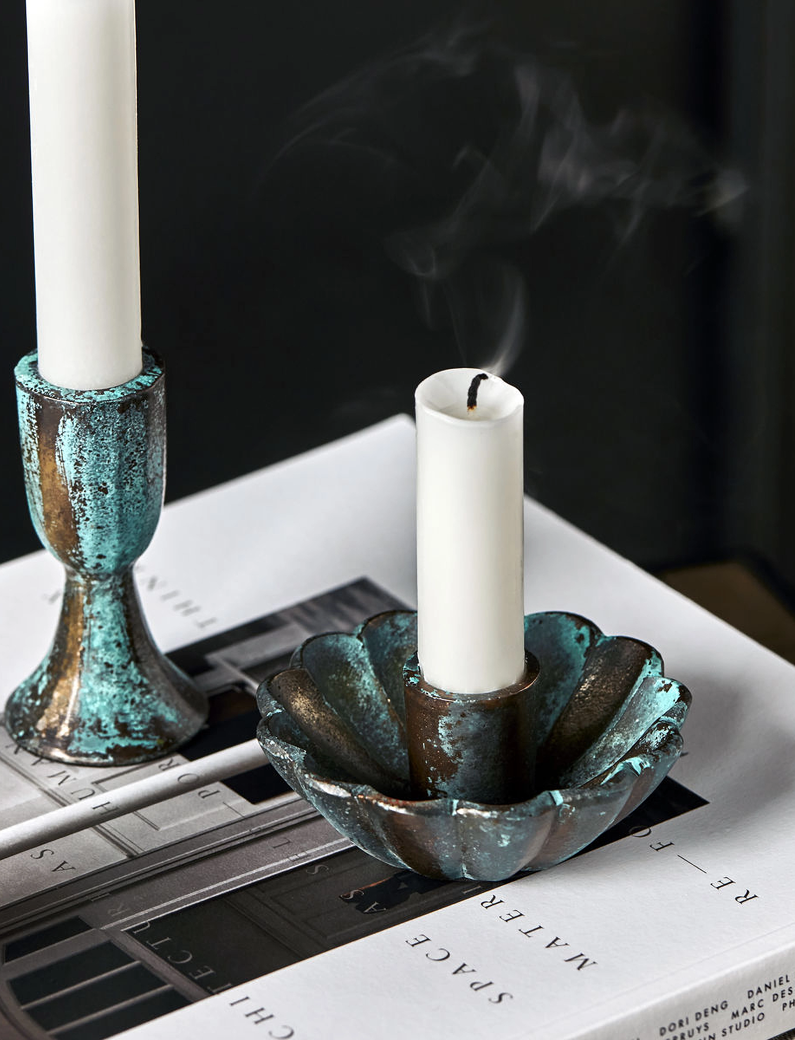 house doctor - Candle holder, HDPli, Antique green - antique green - 2