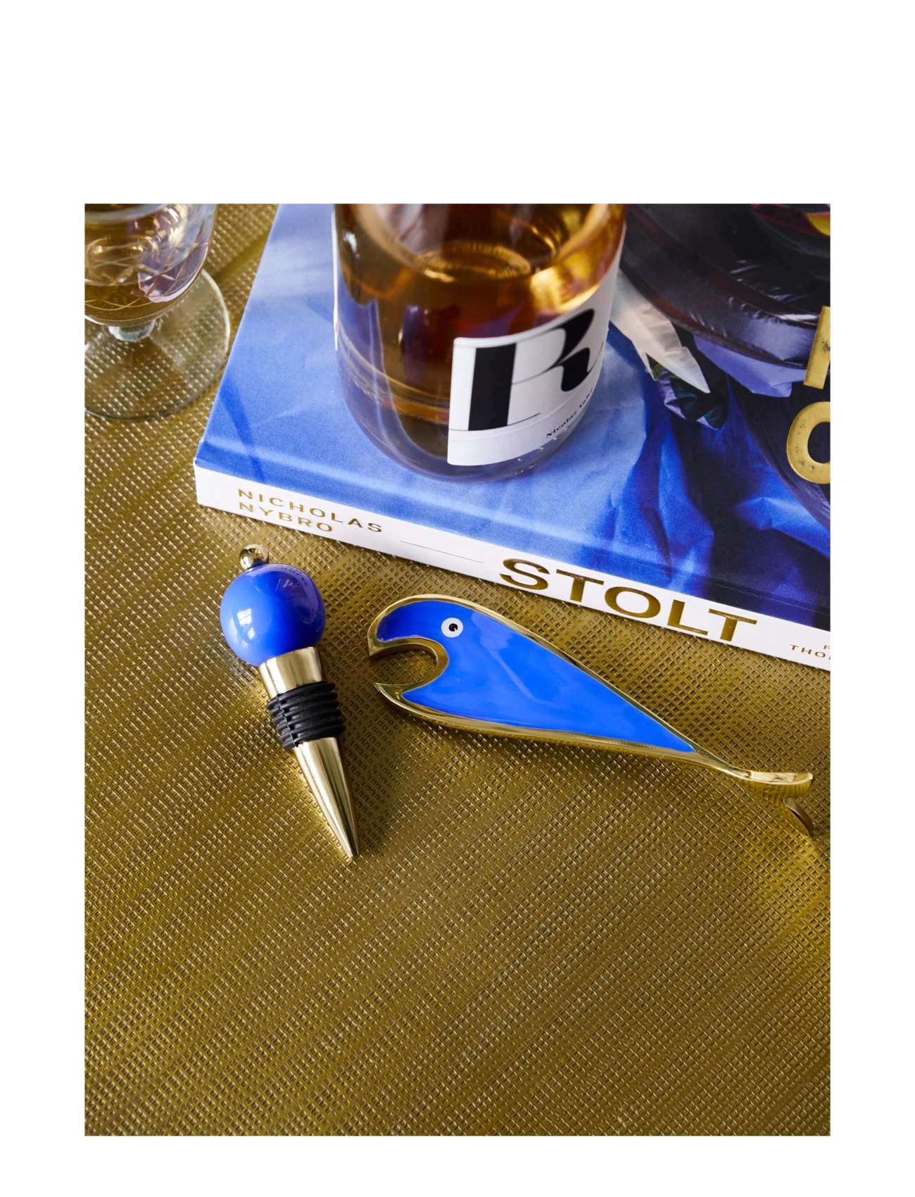 house doctor - Bar tilbehør, HDOpen, Gylden;Blå - flaskeåpnere og vinstoppere - golden, blue - 3