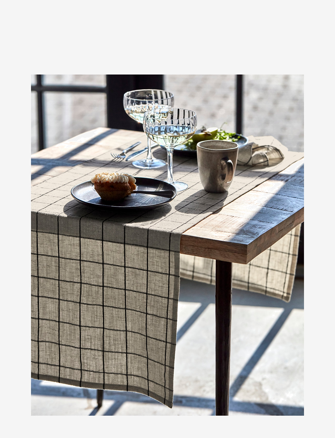 house doctor - Table runner, HDJoin, Black;Off-white - nappes et chemins de table - black, off-white - 2
