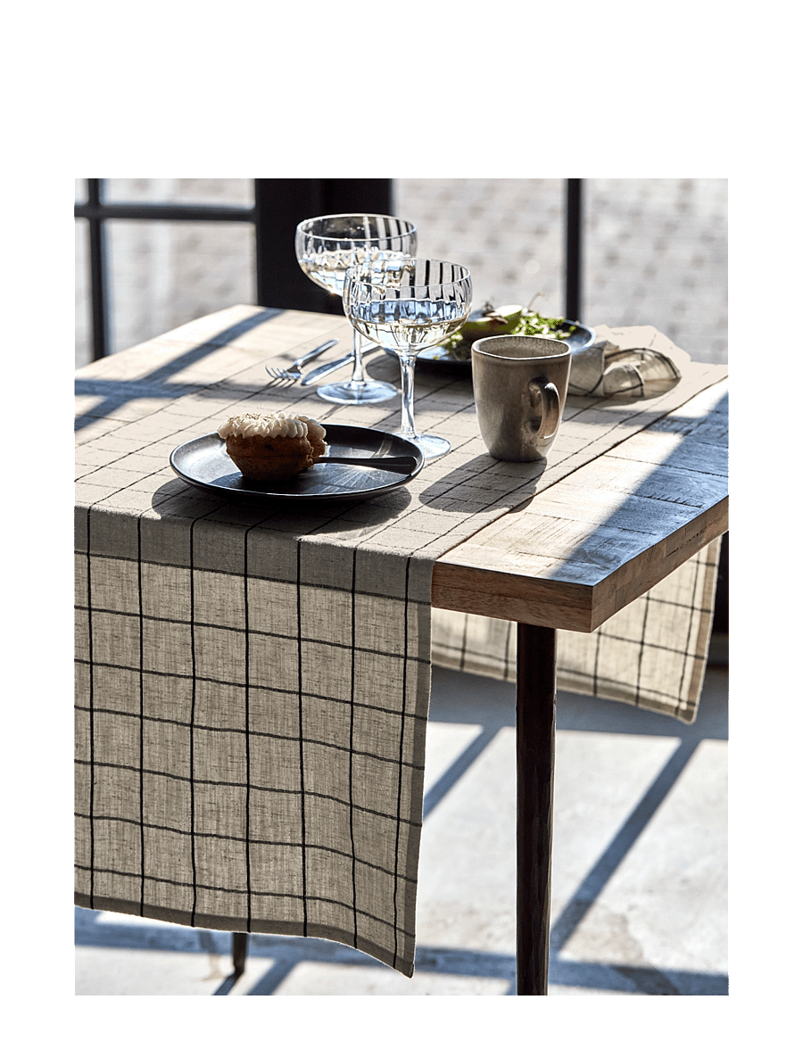 house doctor - Table runner, HDJoin, Black, Off-wh - laudlinad - black, off-white - 2