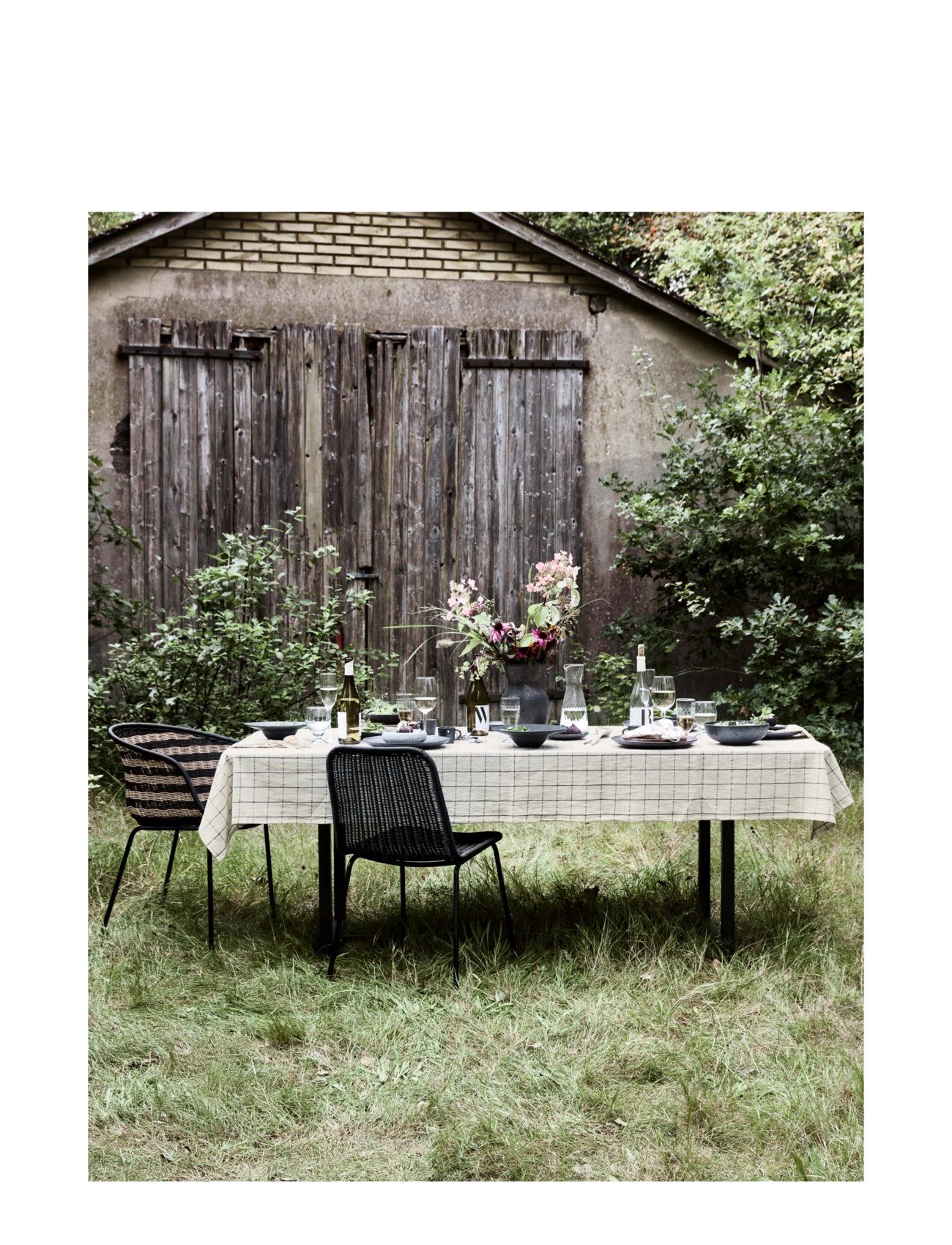 house doctor - Dug, HDJoin, Sort;Råhvid - duge & bordløbere - black, off-white - 3