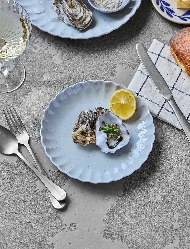 house doctor - Lunch/cake plate 12 set, HDScallop, Light blue - frühstücksteller - light blue - 1