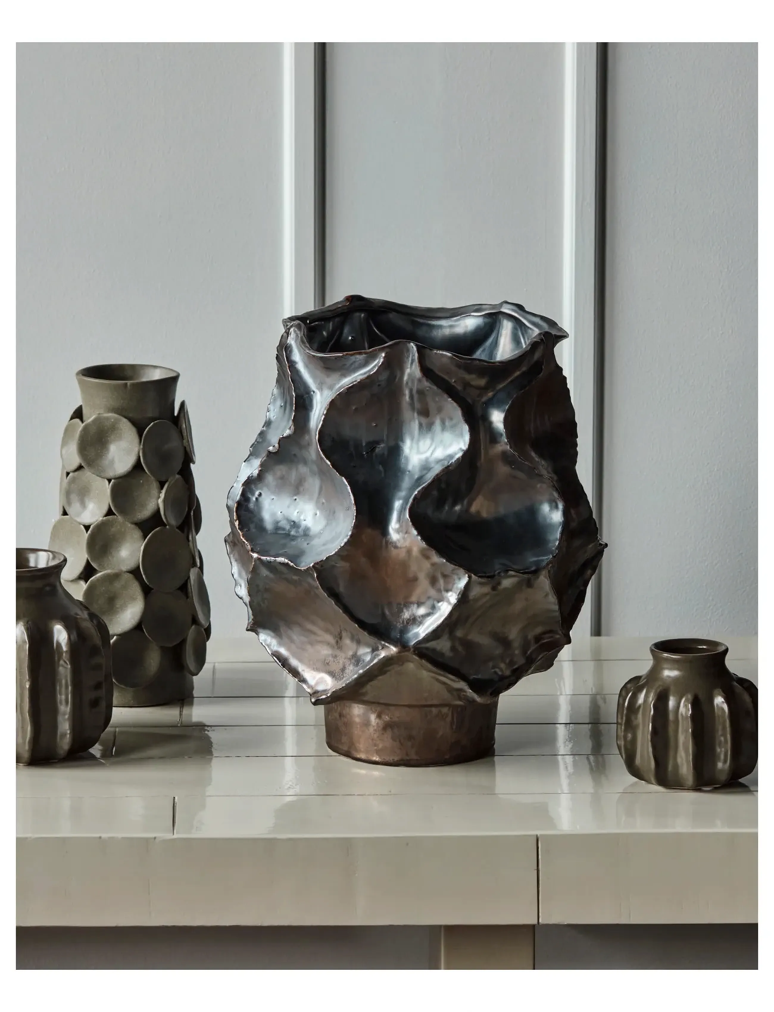 house doctor Vase, Hdwaves, Antik Metallisk, One Size, Vases, Braun - Other Homeware