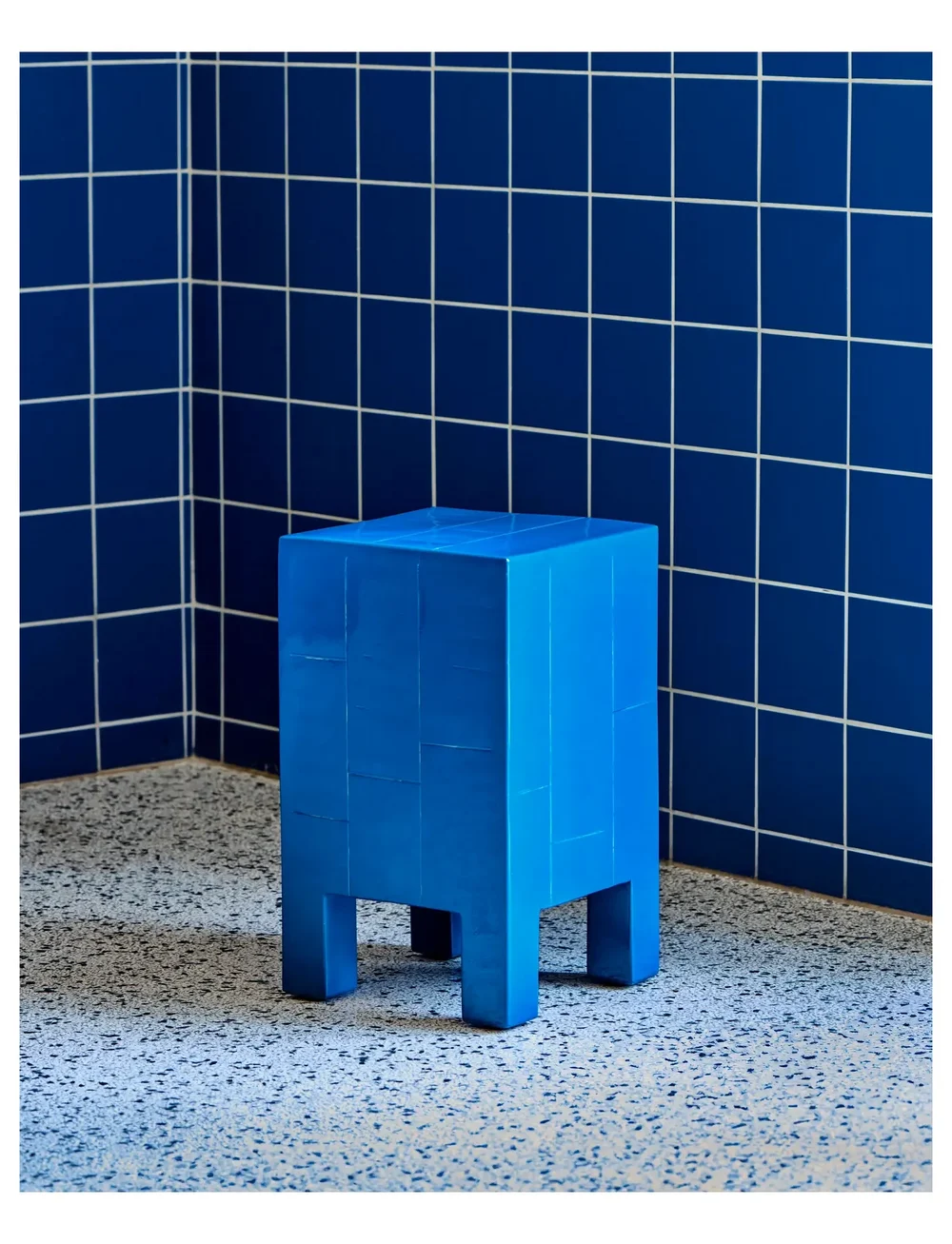 house doctor - Side table, HDBrick, Blue - bijzettafels en kleine tafeltjes - blue - 1
