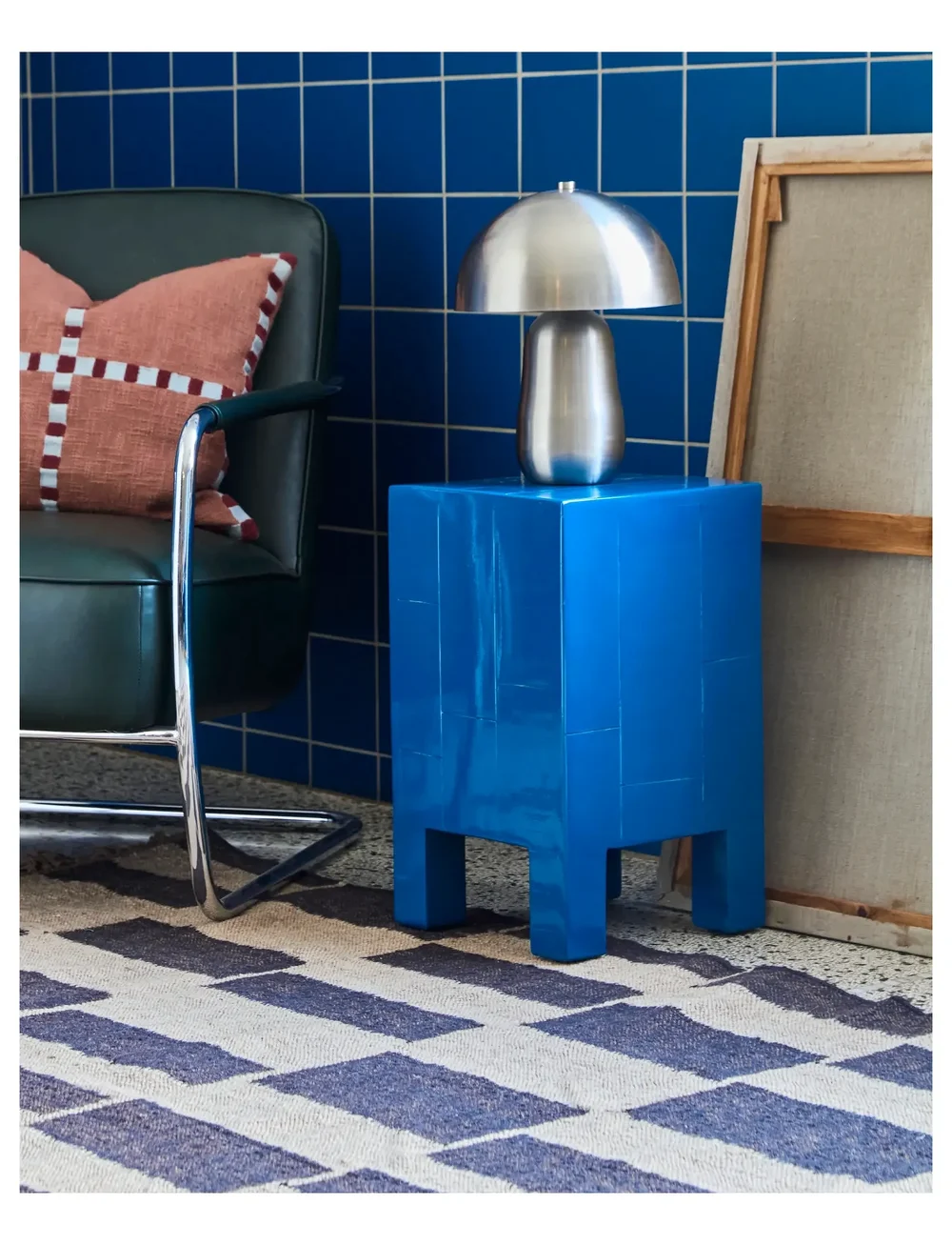 house doctor - Side table, HDBrick, Blue - bijzettafels en kleine tafeltjes - blue - 2