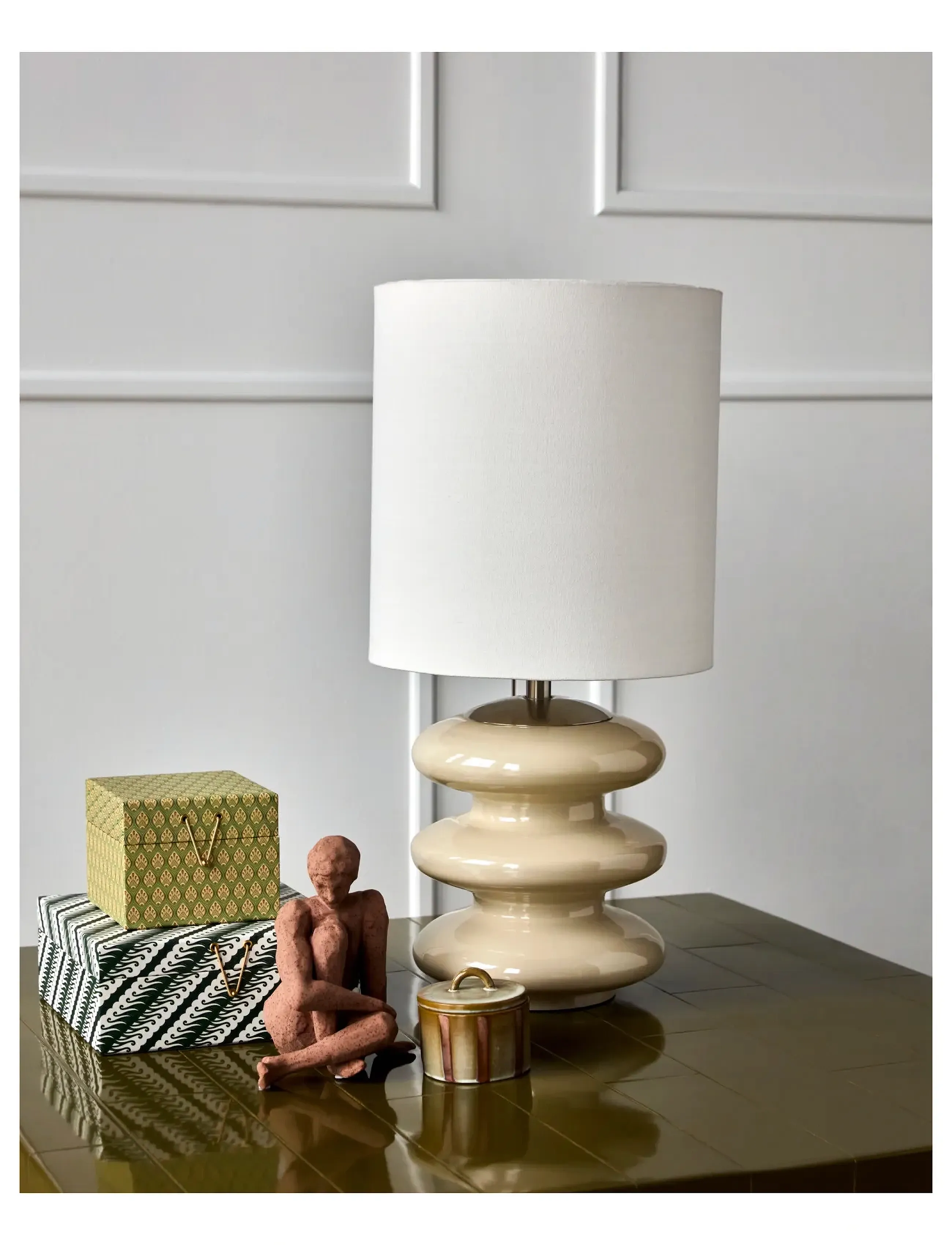 house doctor Bordlampe, Hdstep, L, Råhvid, One Size, Lamps, Beige - Table Homeware