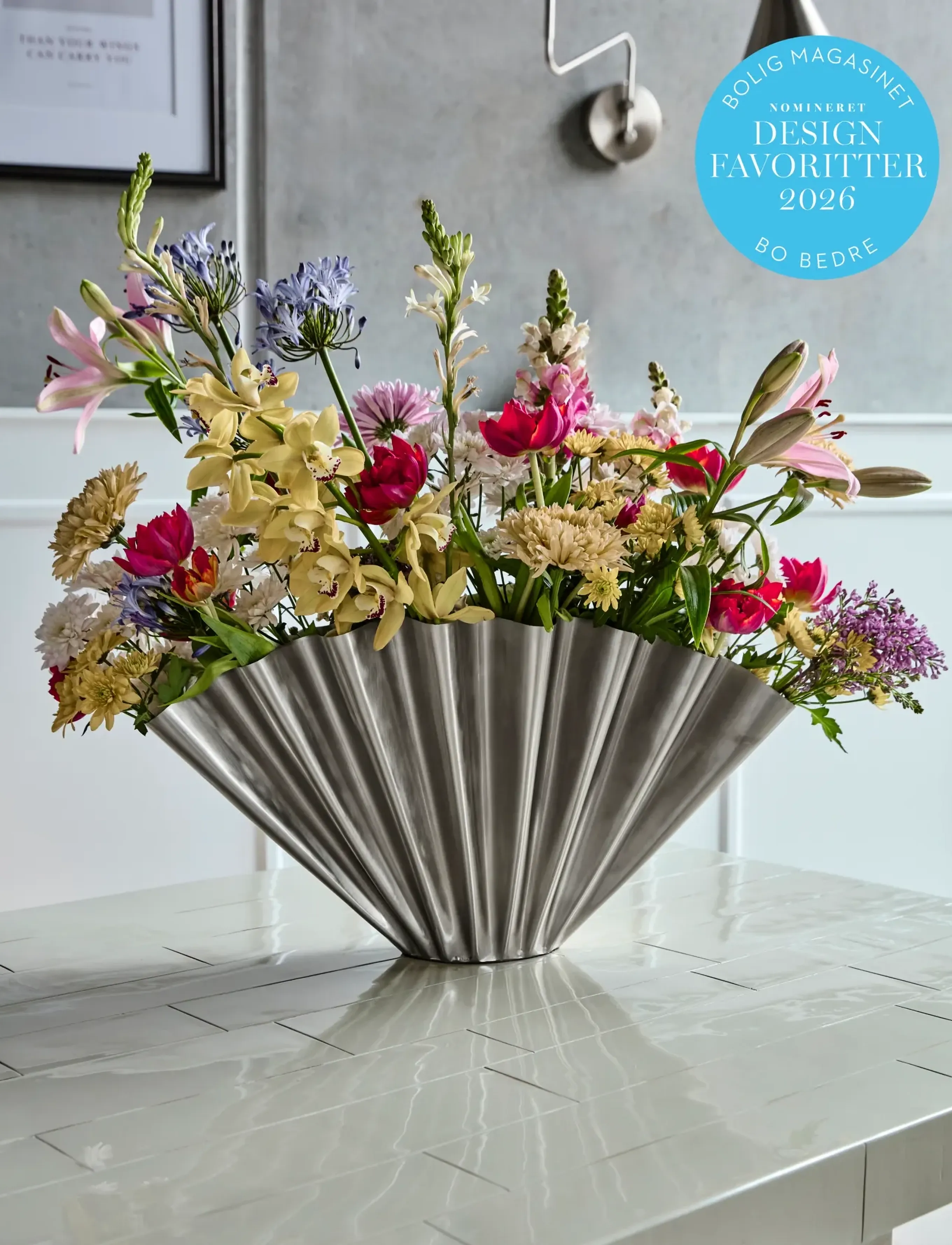 house doctor Vase, Hdflood, Børstet Sølvfinish, H30 cm, Vases, Silber - Tulip Homeware