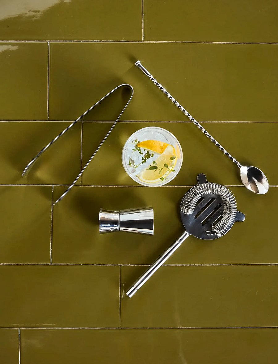 house doctor - Bar accessories, HDKett, Silver fin - shaker & cocktail-utensilien - silver finish - 0