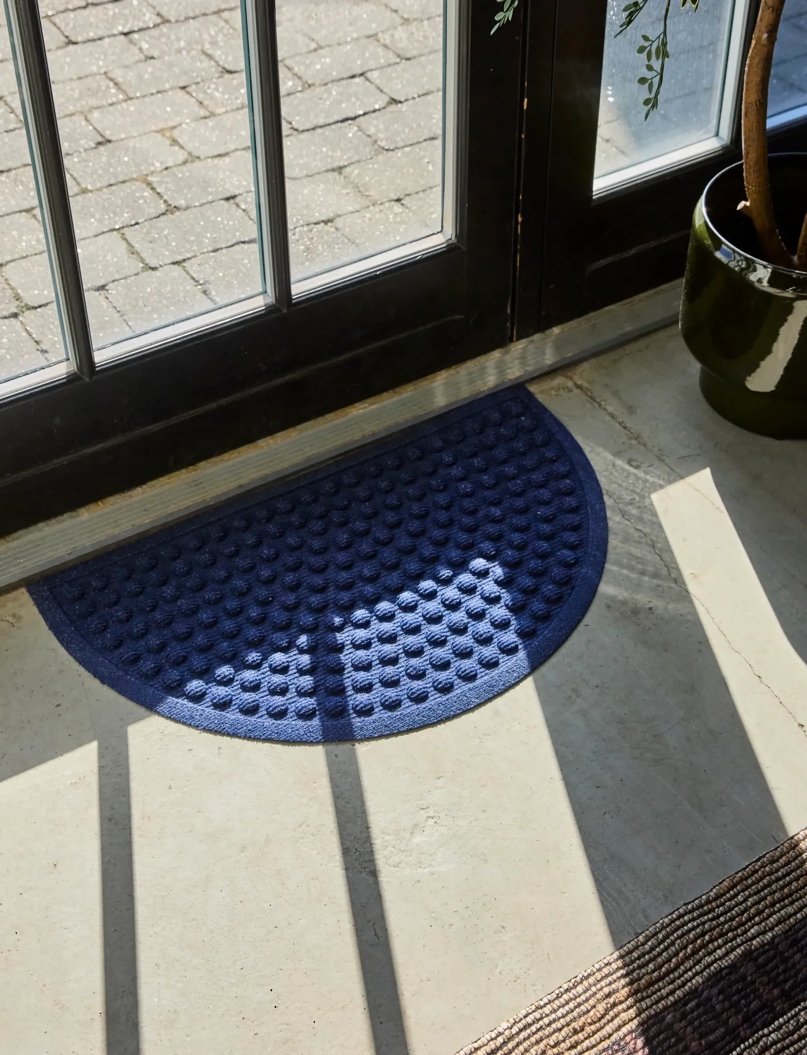 house doctor Door Mat, Hdentry, Half Round, Blue, 75X 45X 0.8 cm, Rugs & Carpets, Marineblau - Mats, Homeware