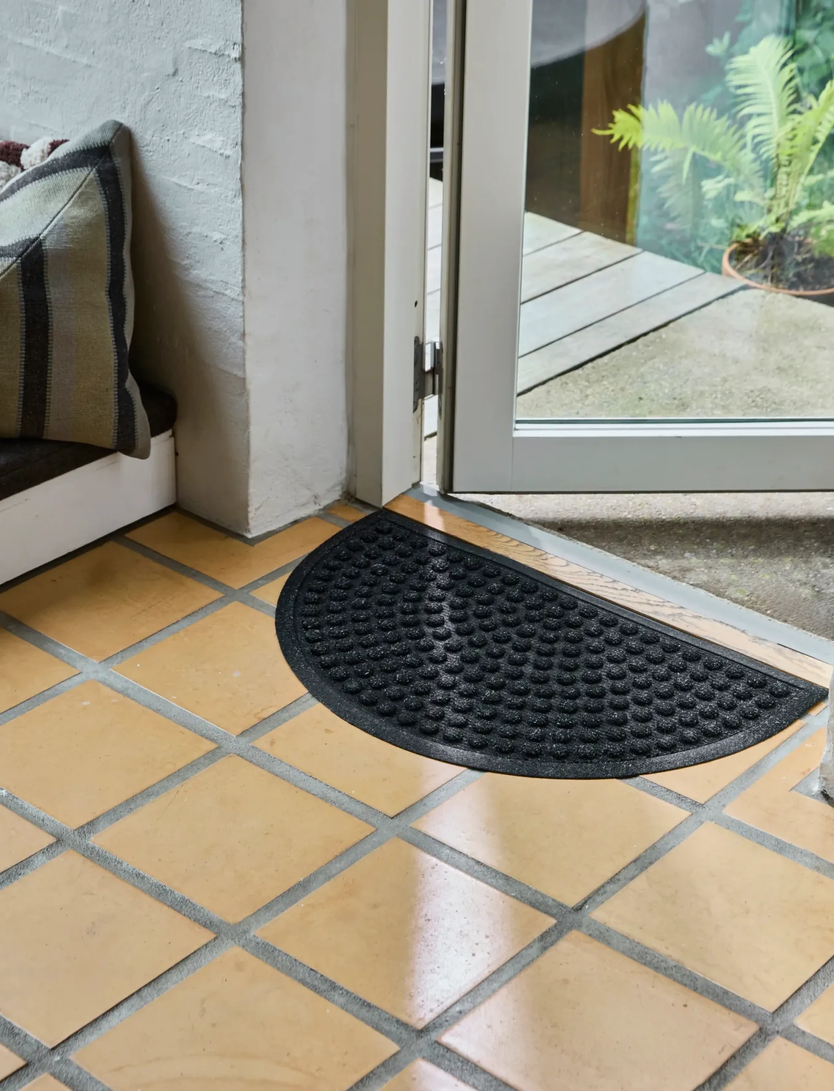 house doctor Door Mat, Hdentry, Half Round, Blac, 75X 45X 0.8 cm, Rugs & Carpets, Schwarz - Mats, Homeware