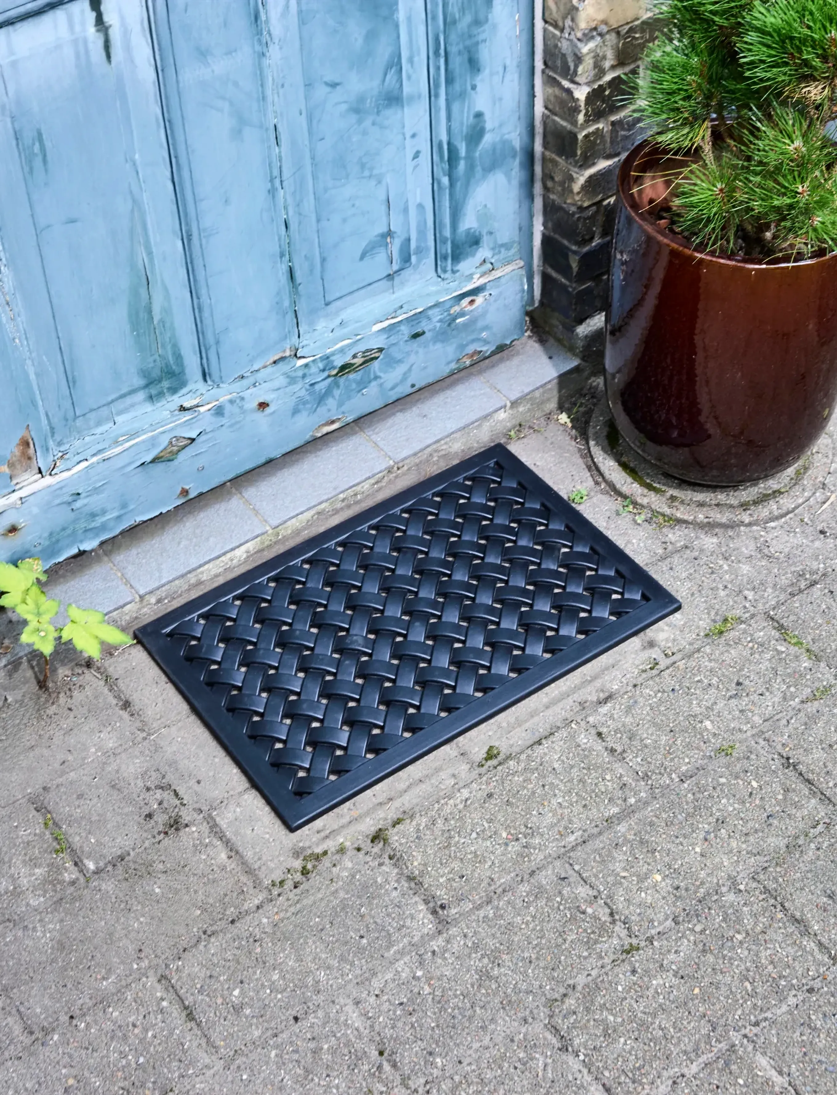 house doctor Door Mat, Hdbraid, Black, 60X 40X 1.7 cm, Rugs & Carpets, Schwarz - Mats, Homeware