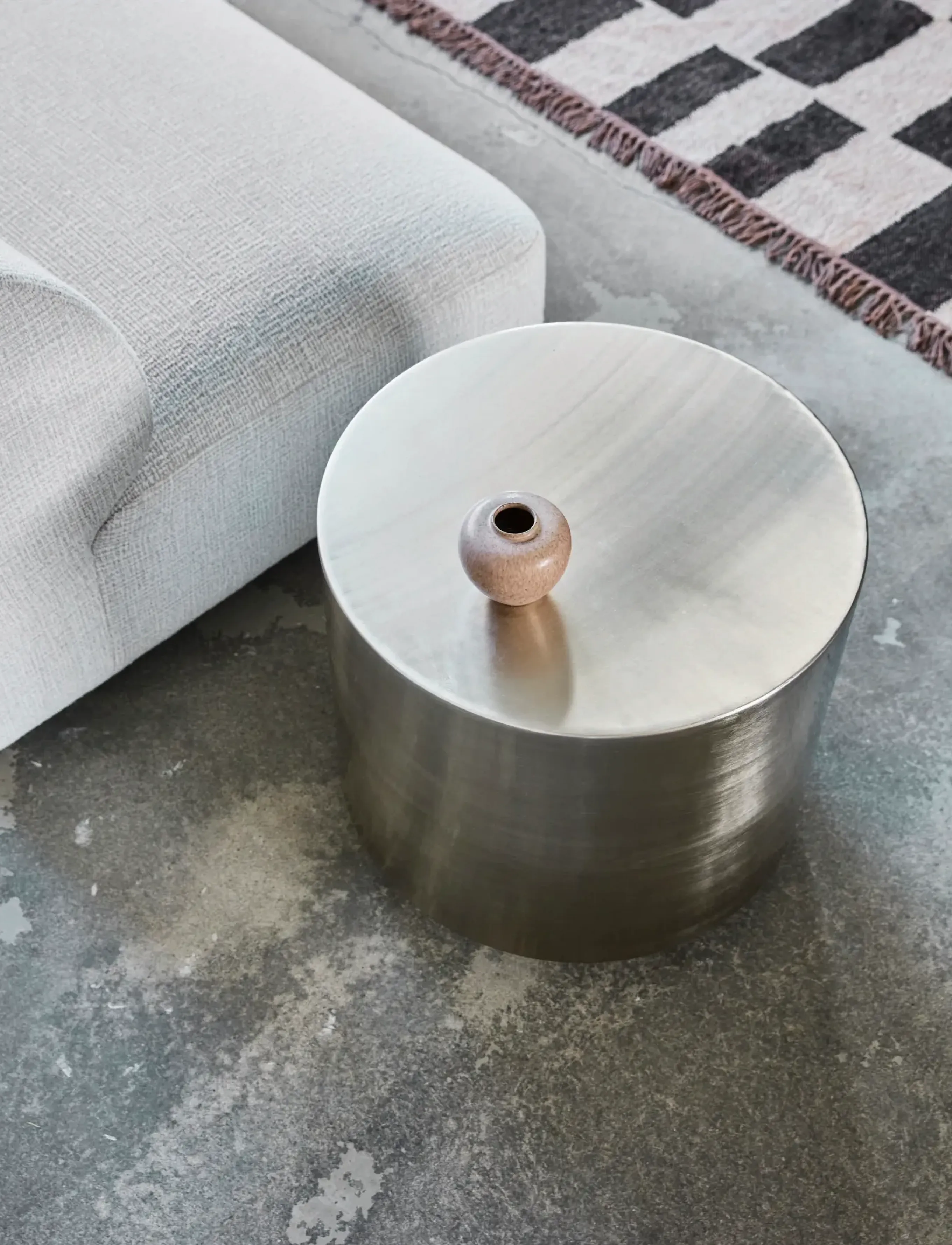 house doctor Side Table, Hdstep, Brushed Silver, 45.5X 40X 50 cm, Tables, Silber - Tables & Small Homeware