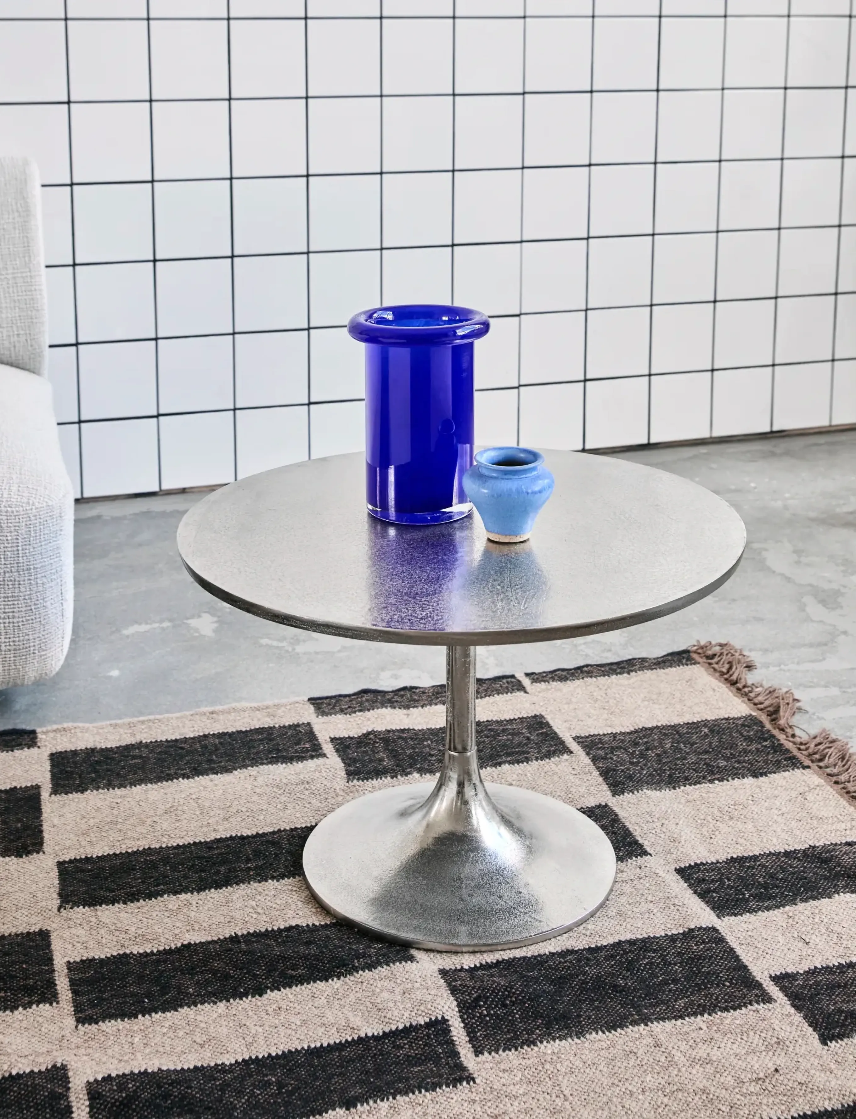 house doctor Side Table, Hdpan, Silver Finish, 40X 61 cm, Tables, Silber - Tables & Small Homeware