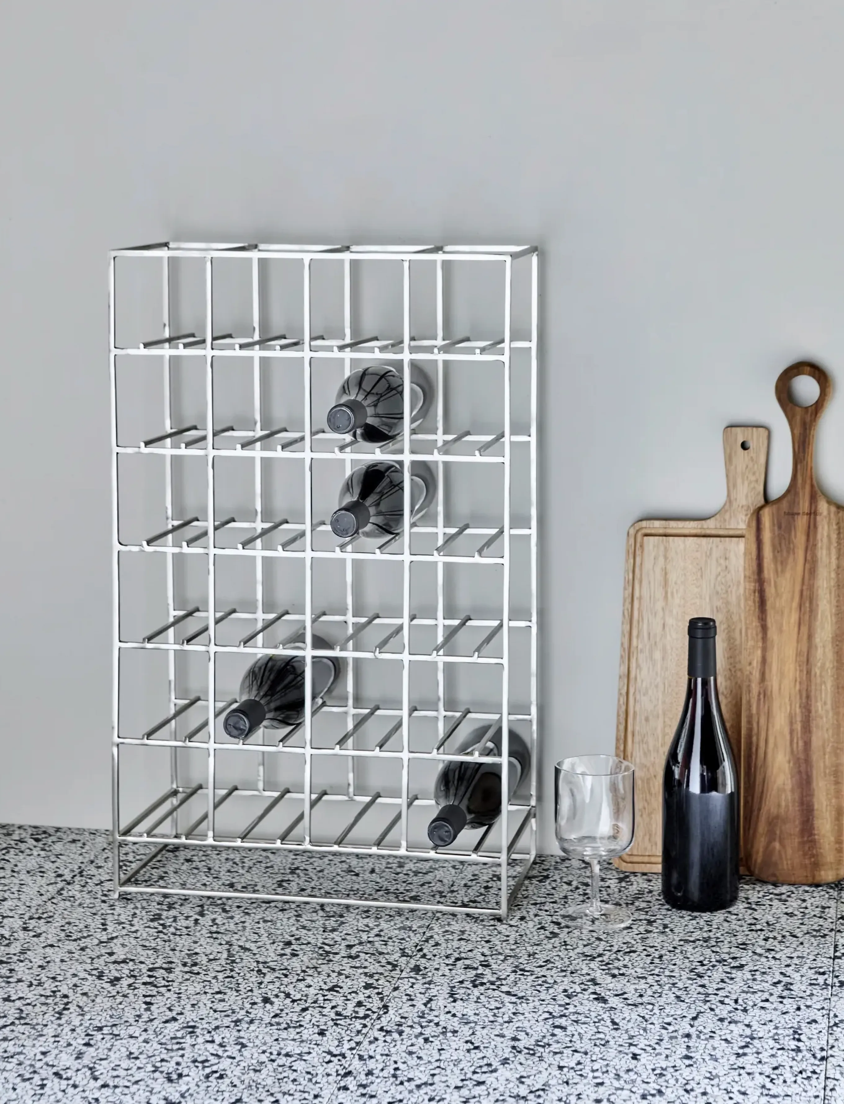 house doctor Wine Rack, Hd24, Silver Finish, 20X 41X 67 cm, Furniture, Silber - Shelves, Homeware