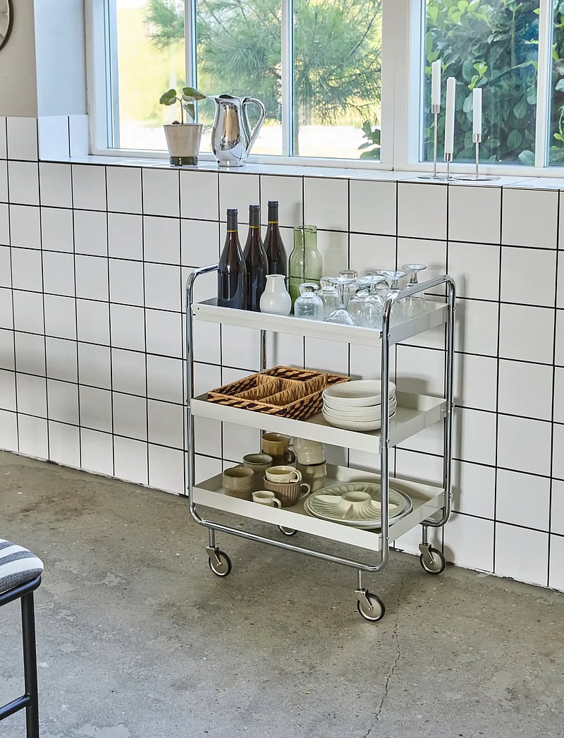 house doctor - Trolley, HDRoll, Large, Off-white, Chrome - stalo vežimėliai - off-white, chrome - 0