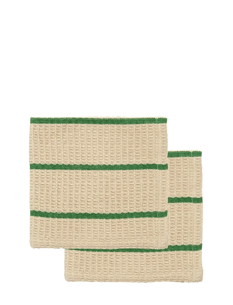 house doctor - Dish cloth, HDRena, Sand, Green - tücher & spülbürste - sand, green - 1