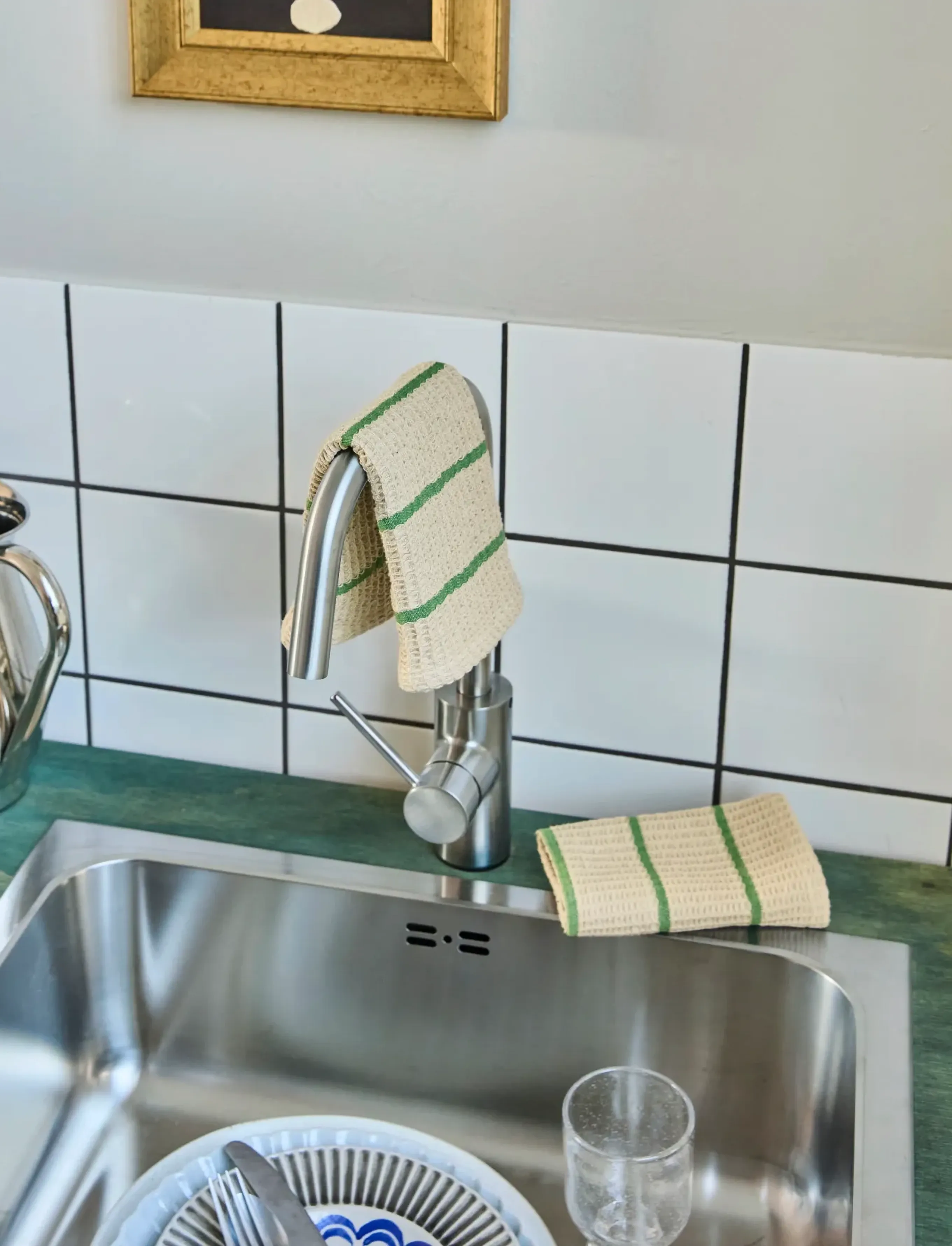 house doctor Dish Cloth, Hdrena, Sand, Green, 30X 30 cm, Dishes, Creme - Cloths, Homeware