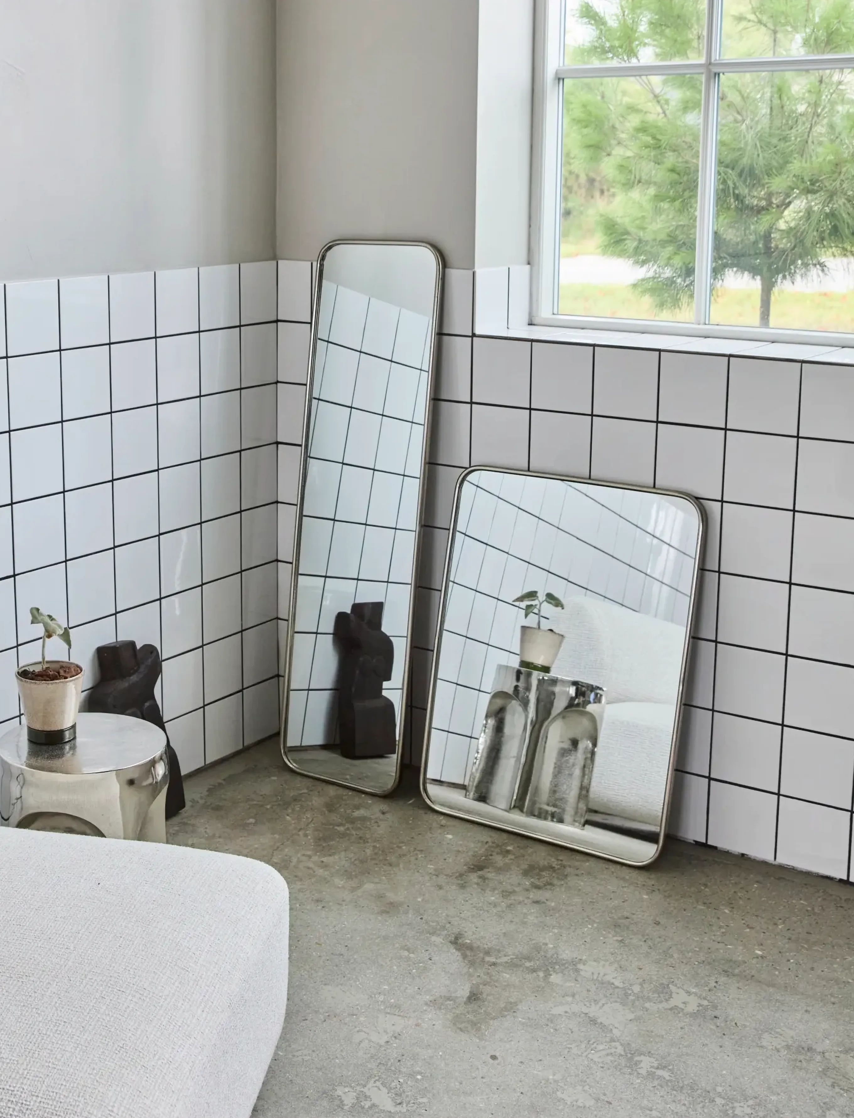house doctor Mirror, Hdmirror, Brushed Silver Fi, 60X 80 cm, Mirrors, Silber - Wall Homeware