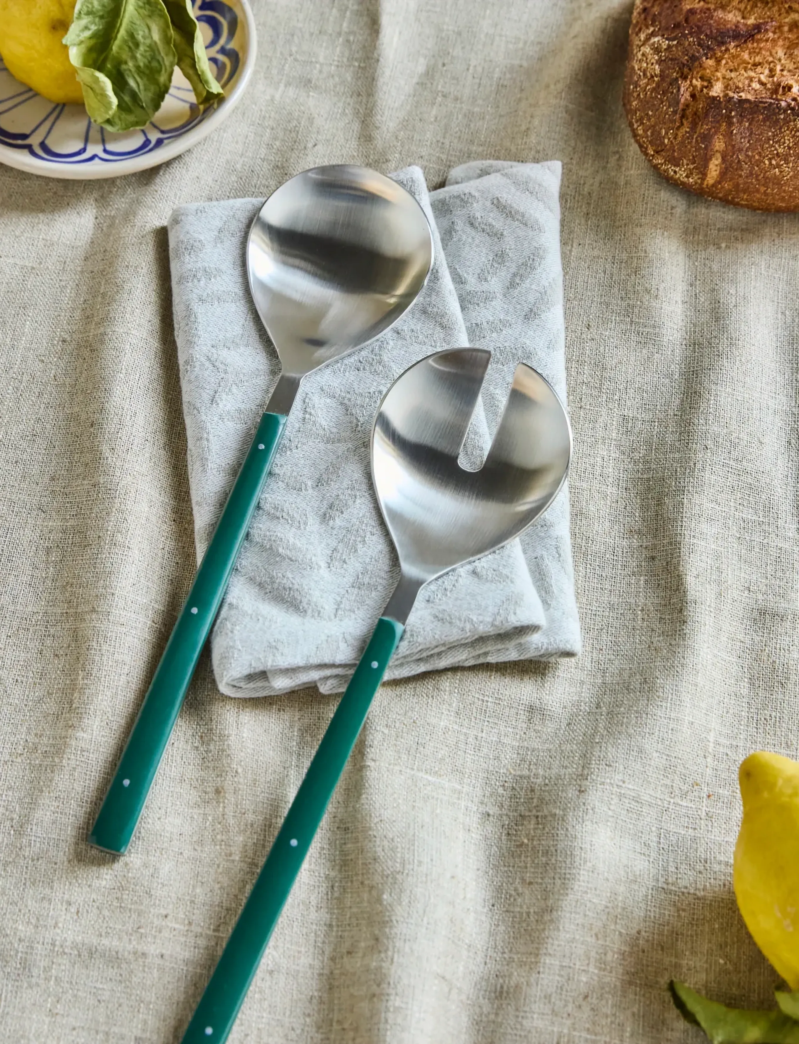 house doctor Salad Set, Hdlata, Dark Green, Silv, 28X 7X 3 cm, Cutlery, Grün - Servers, Homeware