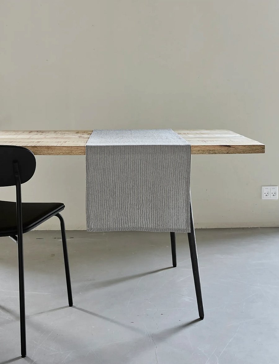 house doctor - Table runner, HDBlock, Sand, Black - tischdecken & tischläufer - sand, black - 0