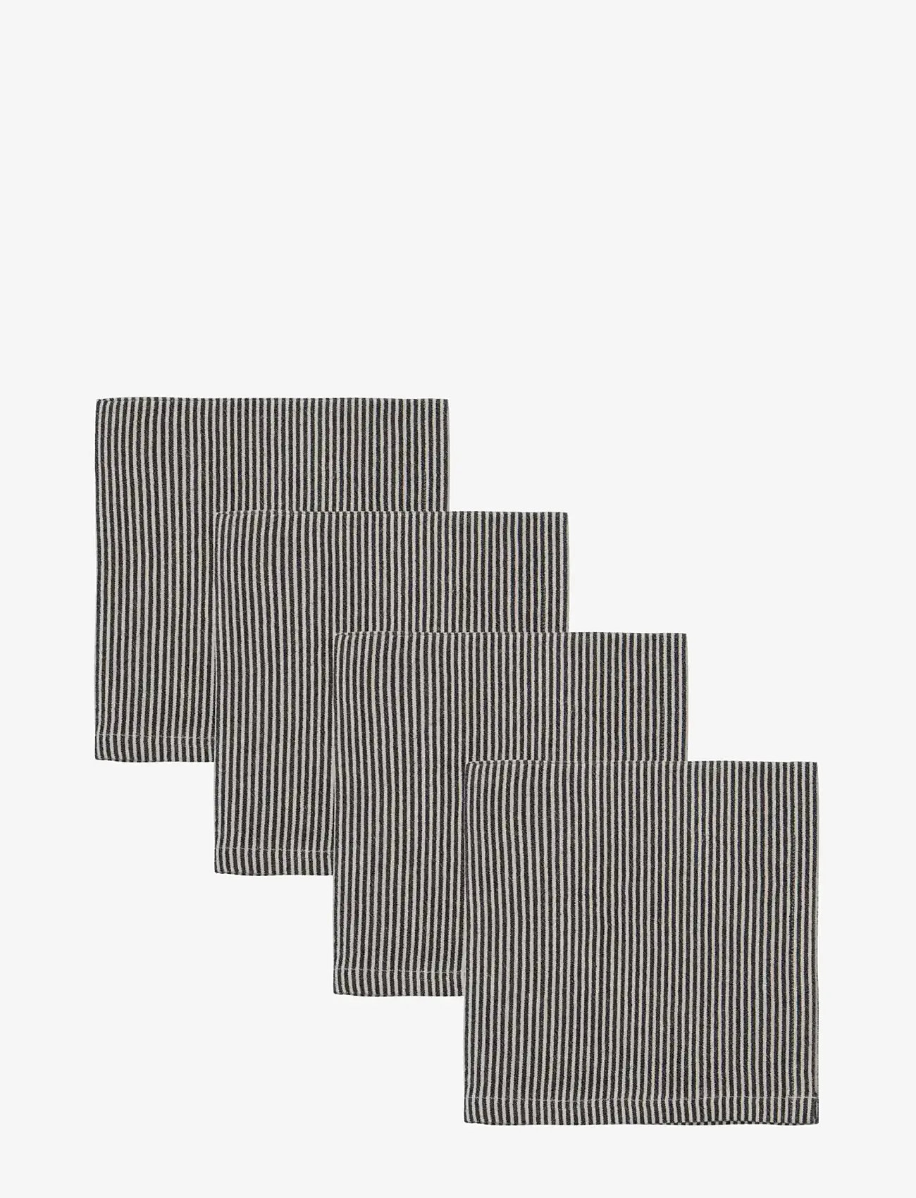 house doctor - Napkins, HDBlock, Sand, Black - linen- & cotton napkins - sand, black - 1