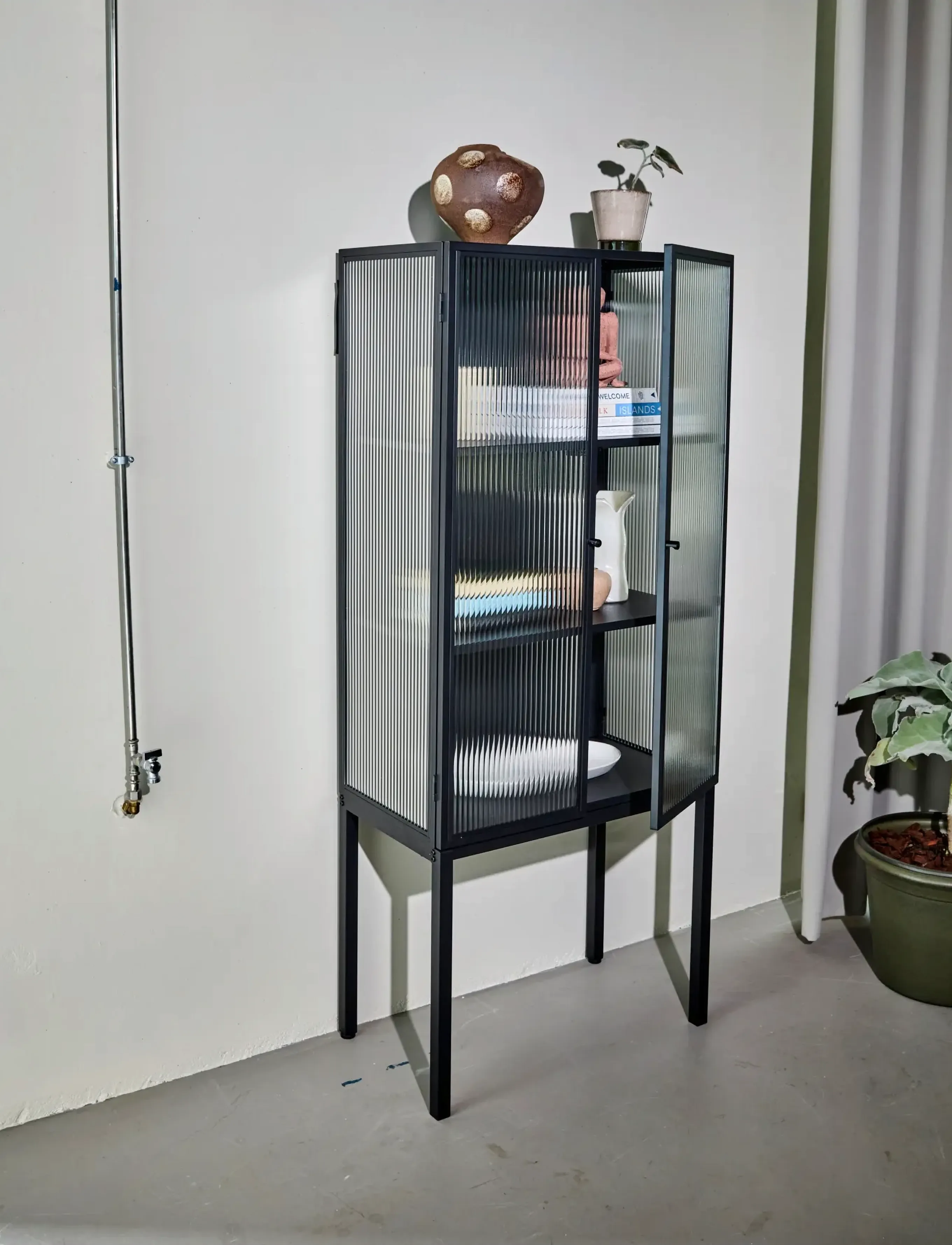 house doctor Cabinet, Hdcabin, Black, 70.5X 168X 40 cm, Black, Møbler > Skab, Unisex