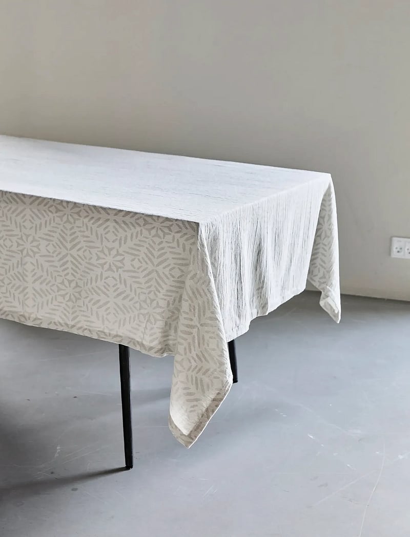 house doctor - Tablecloth, HDClip, White, Grey - tafellakens & lopers - white, grey - 0