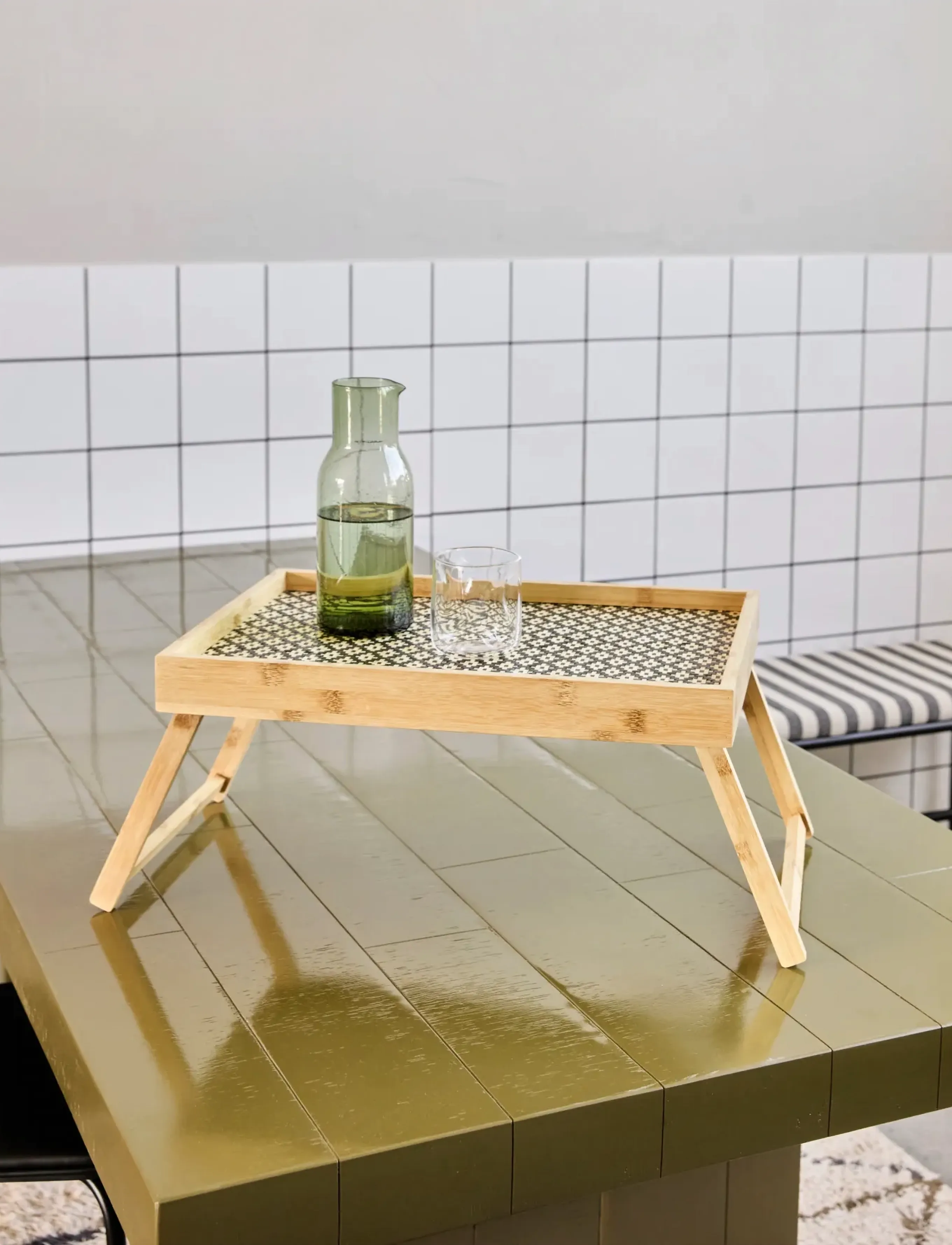 house doctor Tray Table, Hdtray, Black, Nature, 50X 35X 4.5 cm, Dining & Table Accessories - Trays, Homeware