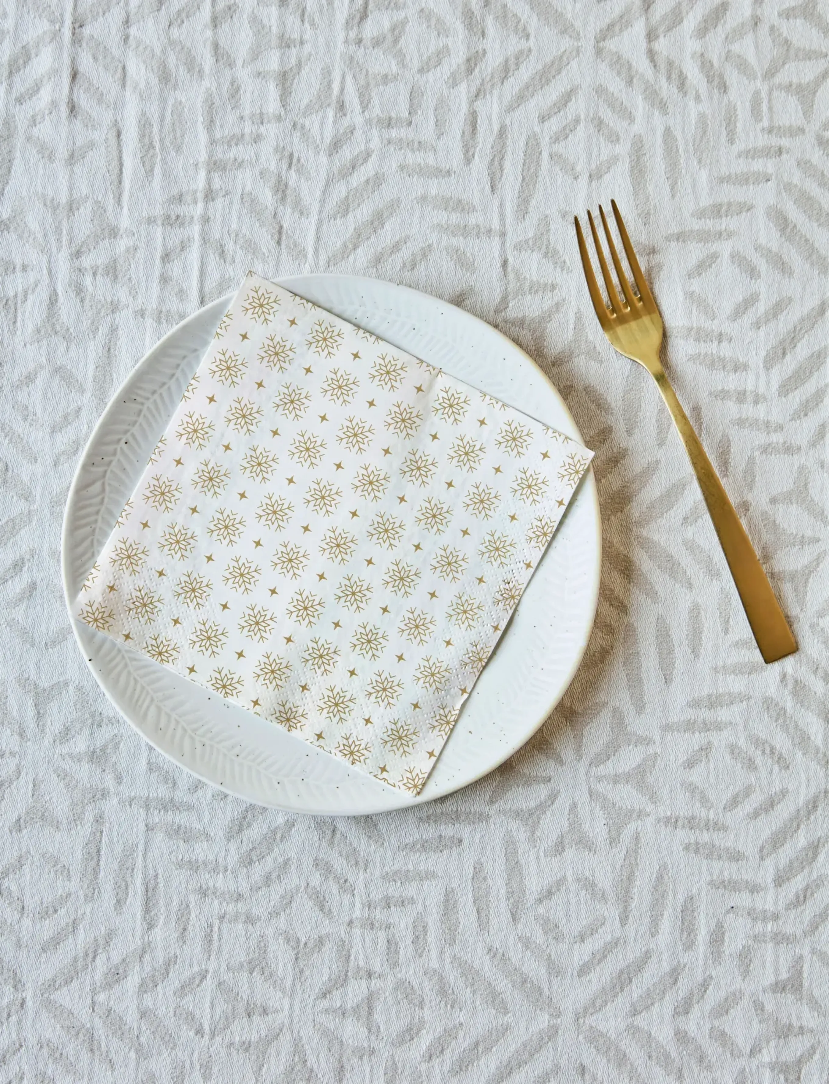house doctor - Napkins, HDSnowflakes, White, Gold - white - 0
