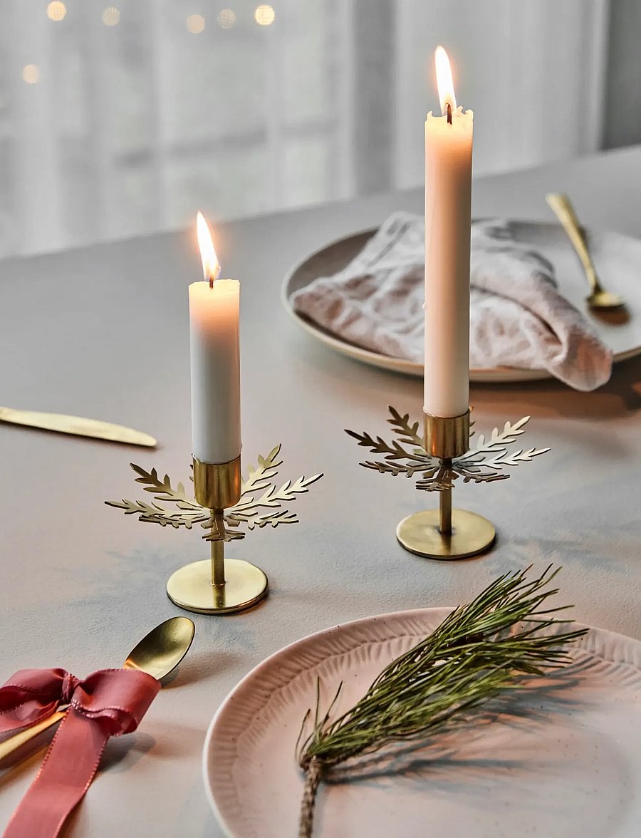 house doctor - Candle holder, HDSnowflake, Antique - kerzenständer - gold - 0