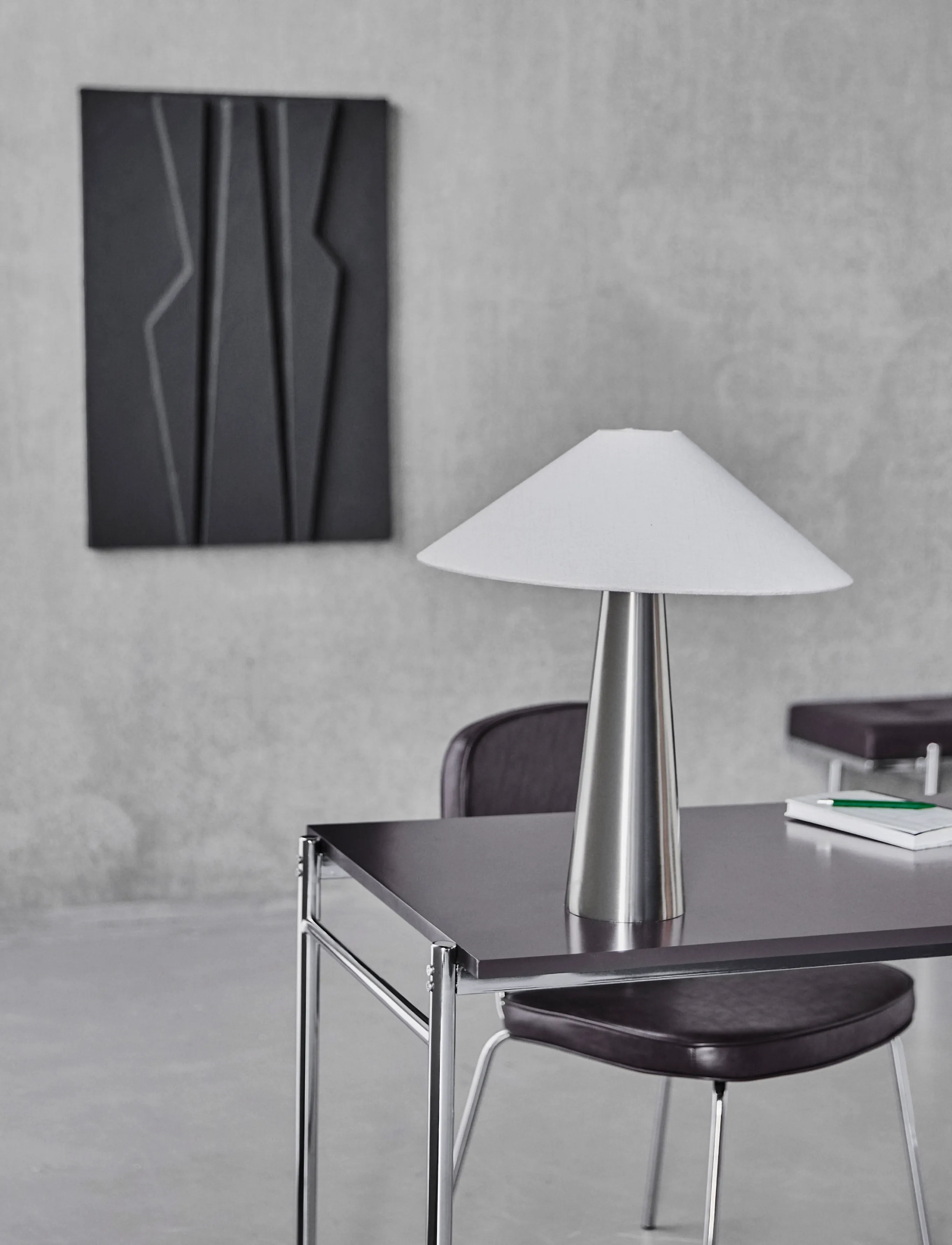 house doctor - Table lamp, HDSoffi, Brushed silver - laualambid - brushed silver, off-white - 1