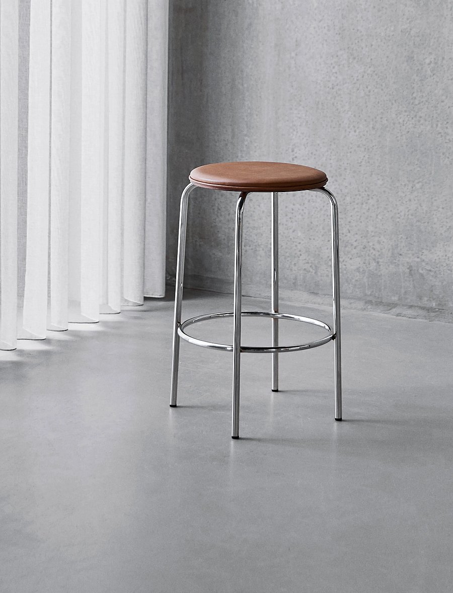 house doctor - Bar Stool, HDComma, Cognac, Chrome - baro kėdės - cognac - 0