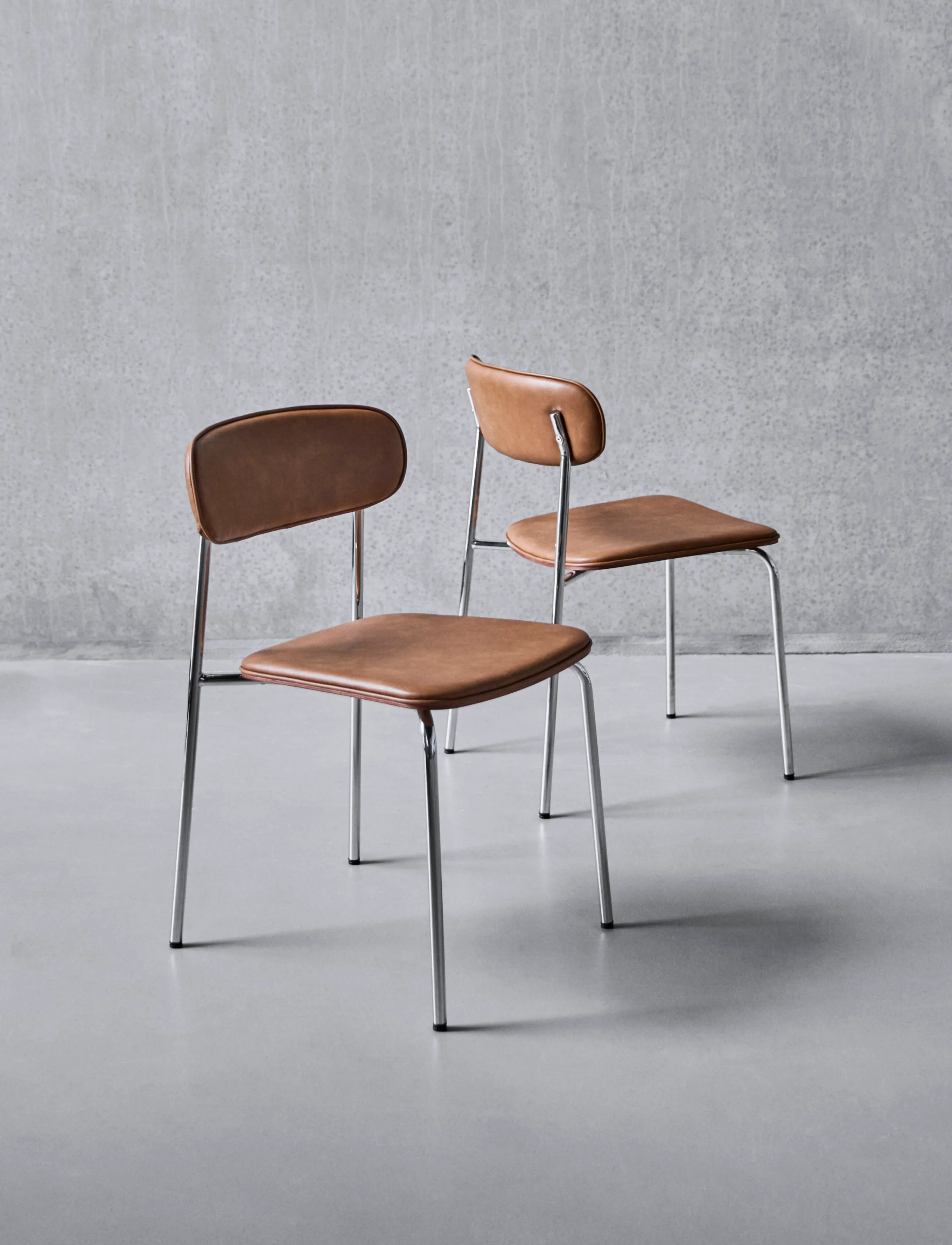 house doctor - Chair, HDPova, Cognac, Chrome - cognac - 4