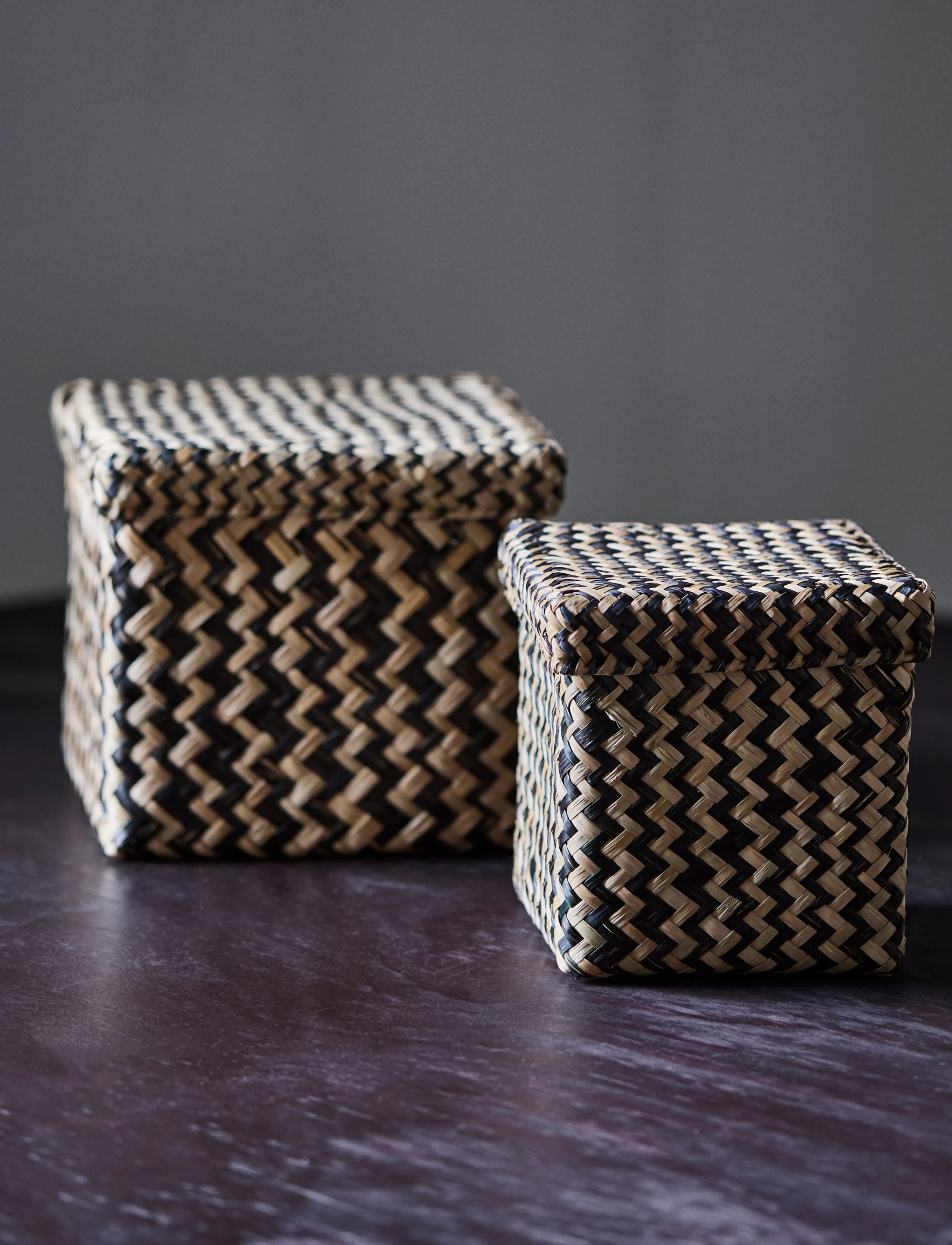 house doctor - Storage boxes, HDOllie, Black, Natu - opbevaringskasser & krukke - black - 0