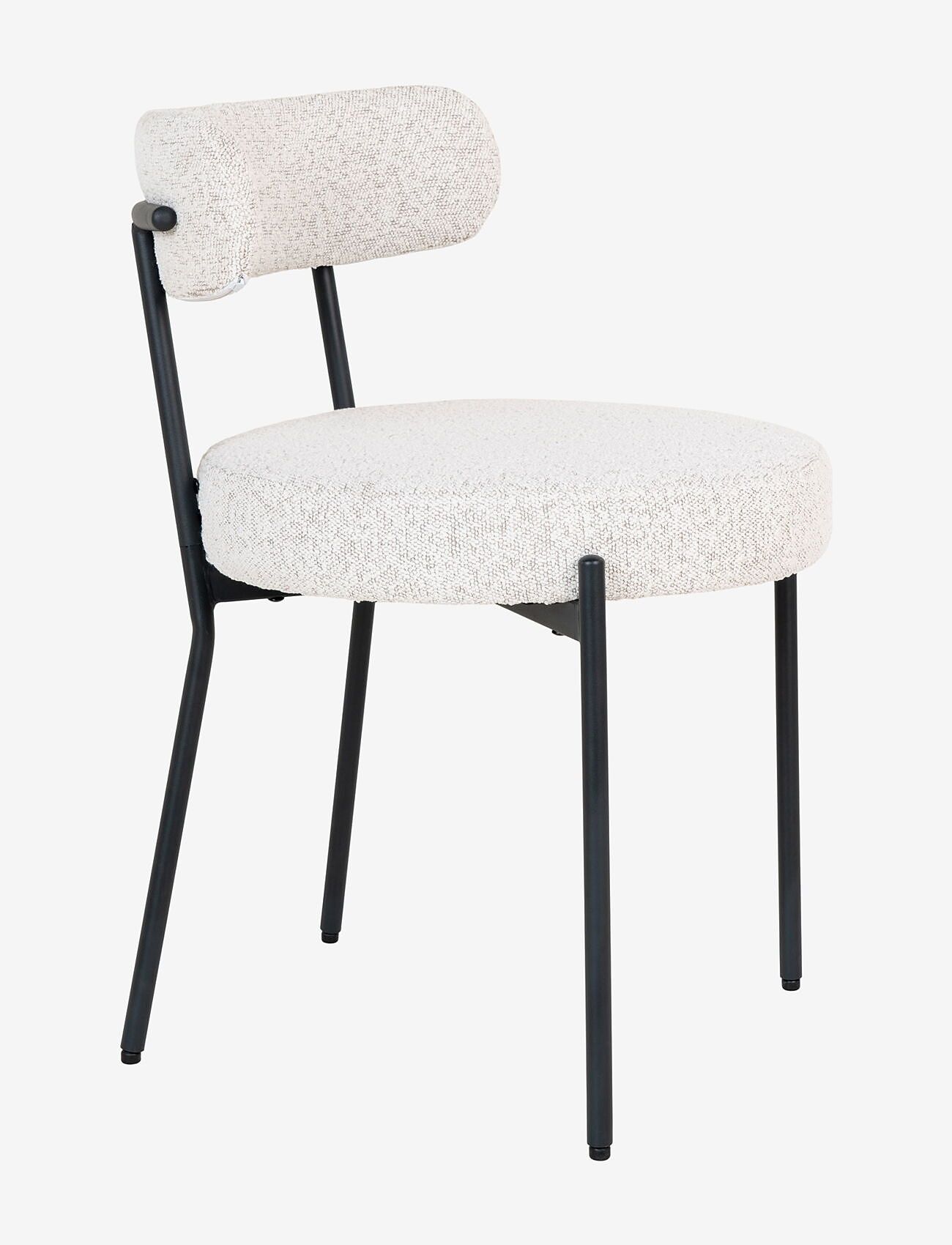 House Nordic - Tiri - Dining chair, white bouclé with black legs - kėdės - white - 2