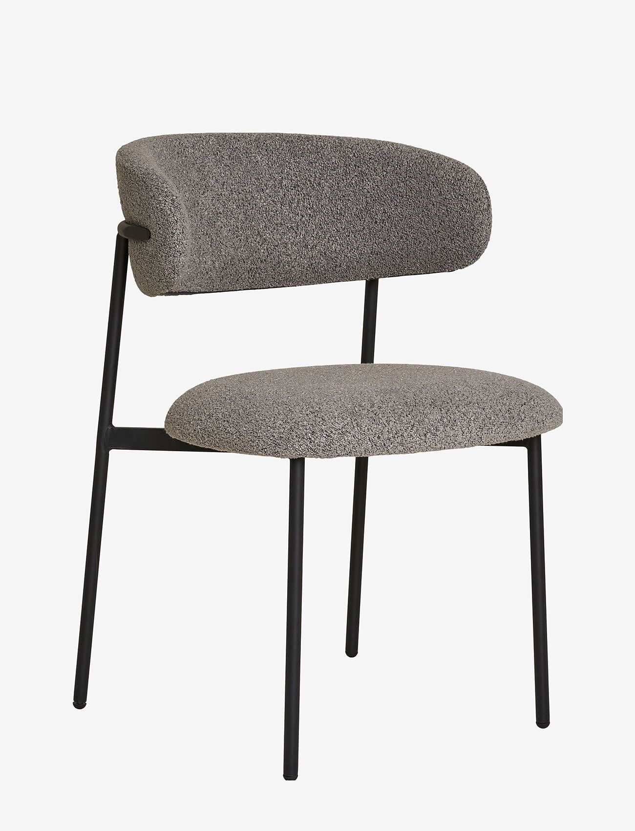 House Nordic - Silla - Dining Chair, bouclé, light grey, black legs - kėdės - light grey - 0