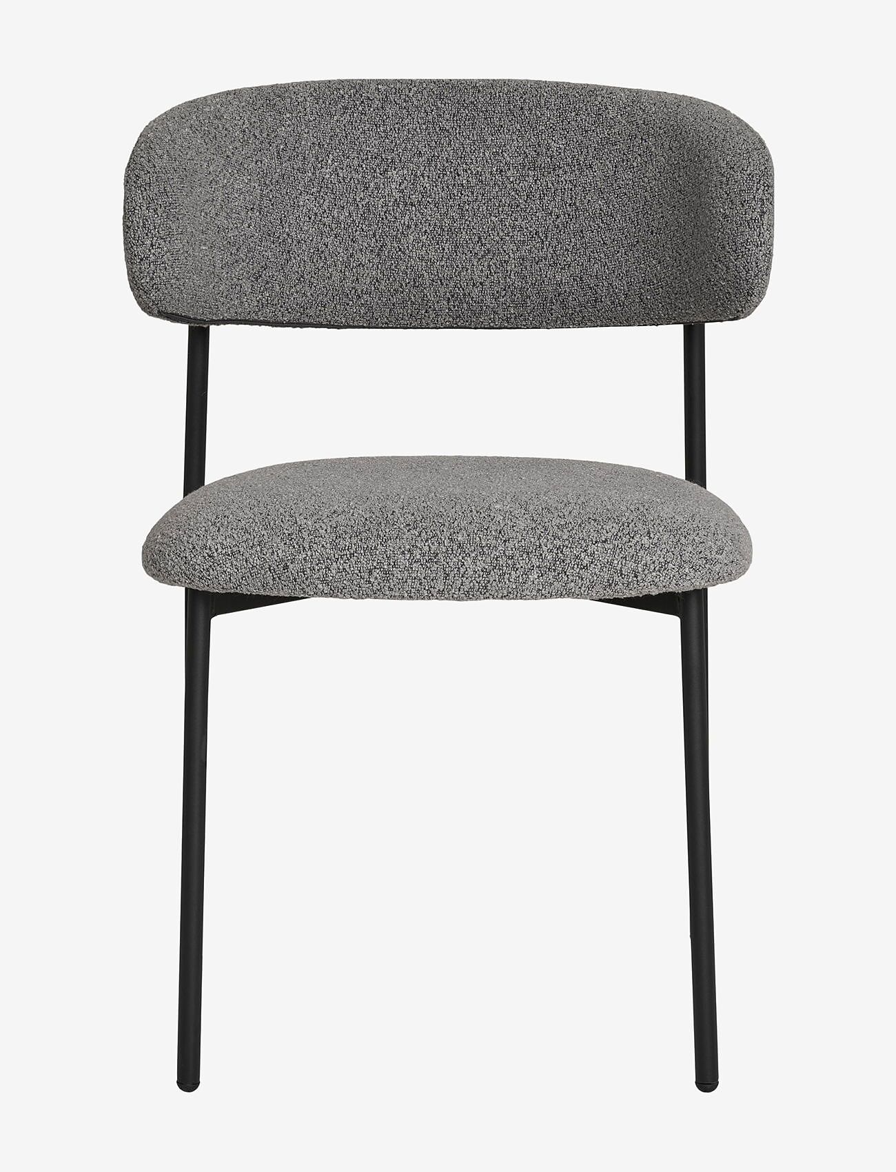 House Nordic - Silla - Dining Chair, bouclé, light grey, black legs - kėdės - light grey - 1
