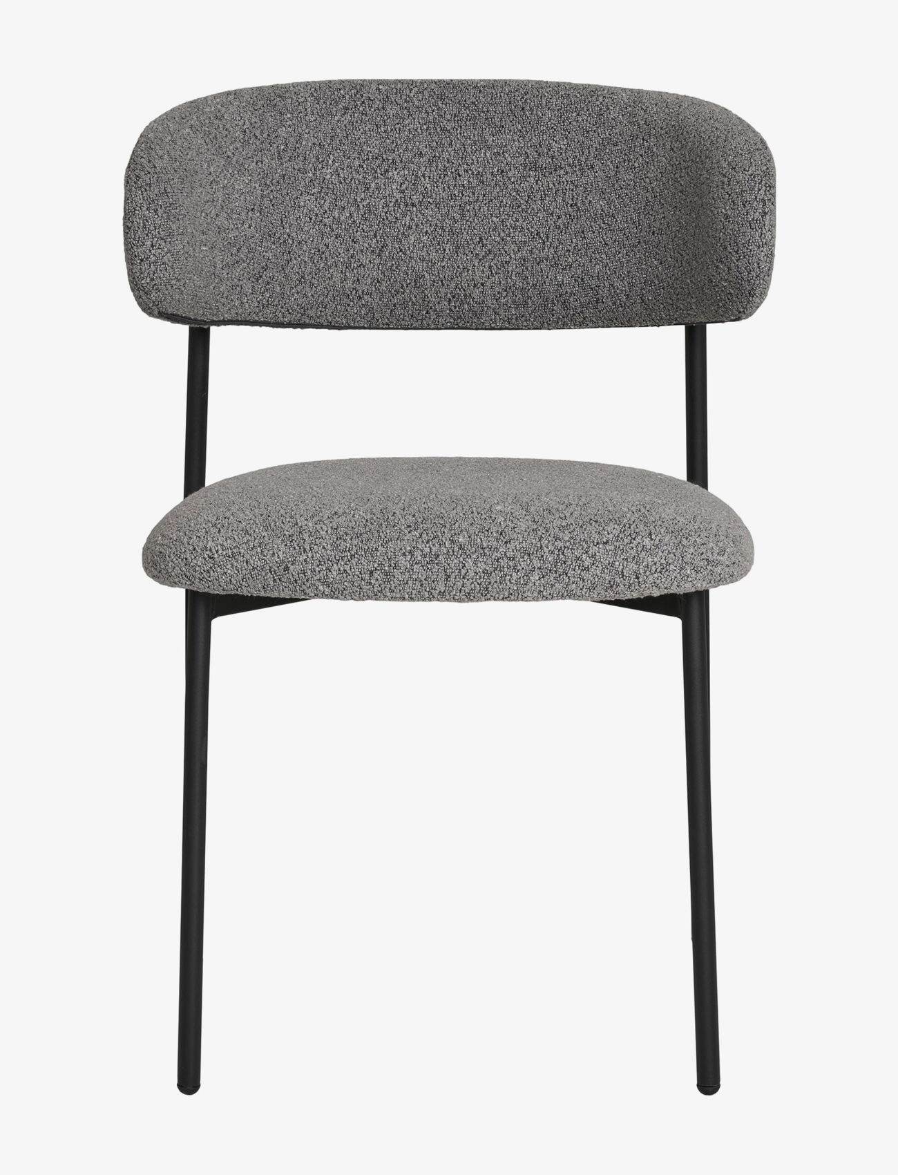 House Nordic - Silla - Dining Chair, bouclé, light grey, black legs - stole - light grey - 1