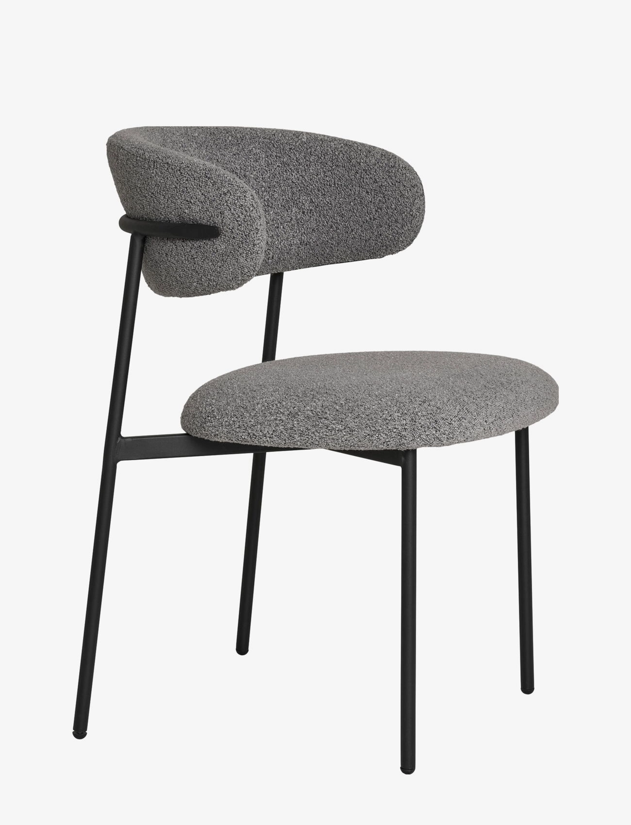 House Nordic - Silla - Dining Chair, bouclé, light grey, black legs - stole - light grey - 2