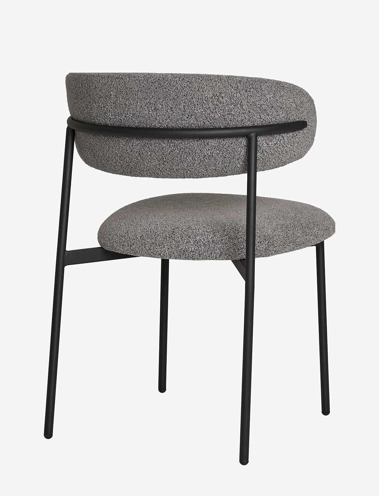 House Nordic - Silla - Dining Chair, bouclé, light grey, black legs - kėdės - light grey - 3