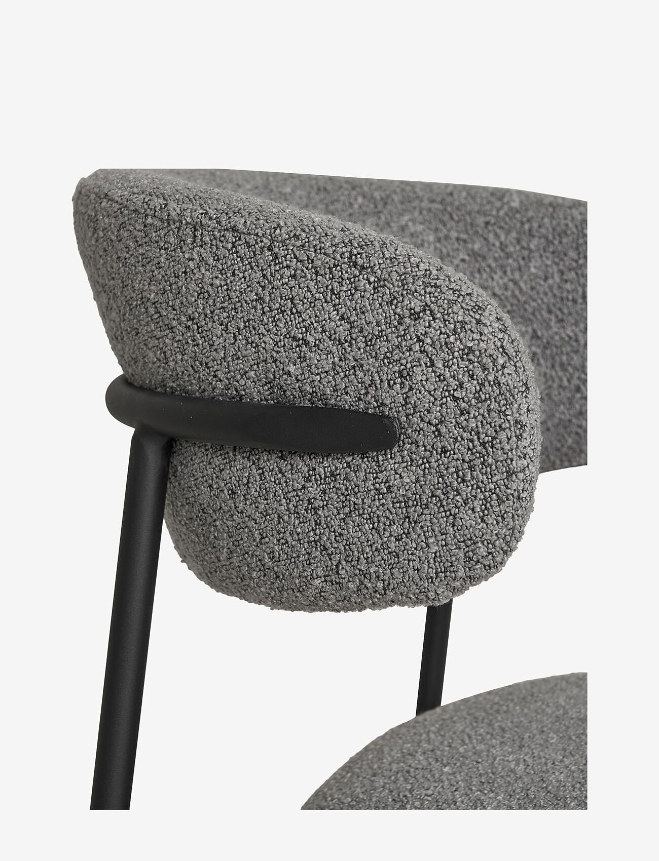 House Nordic - Silla - Dining Chair, bouclé, light grey, black legs - kėdės - light grey - 4