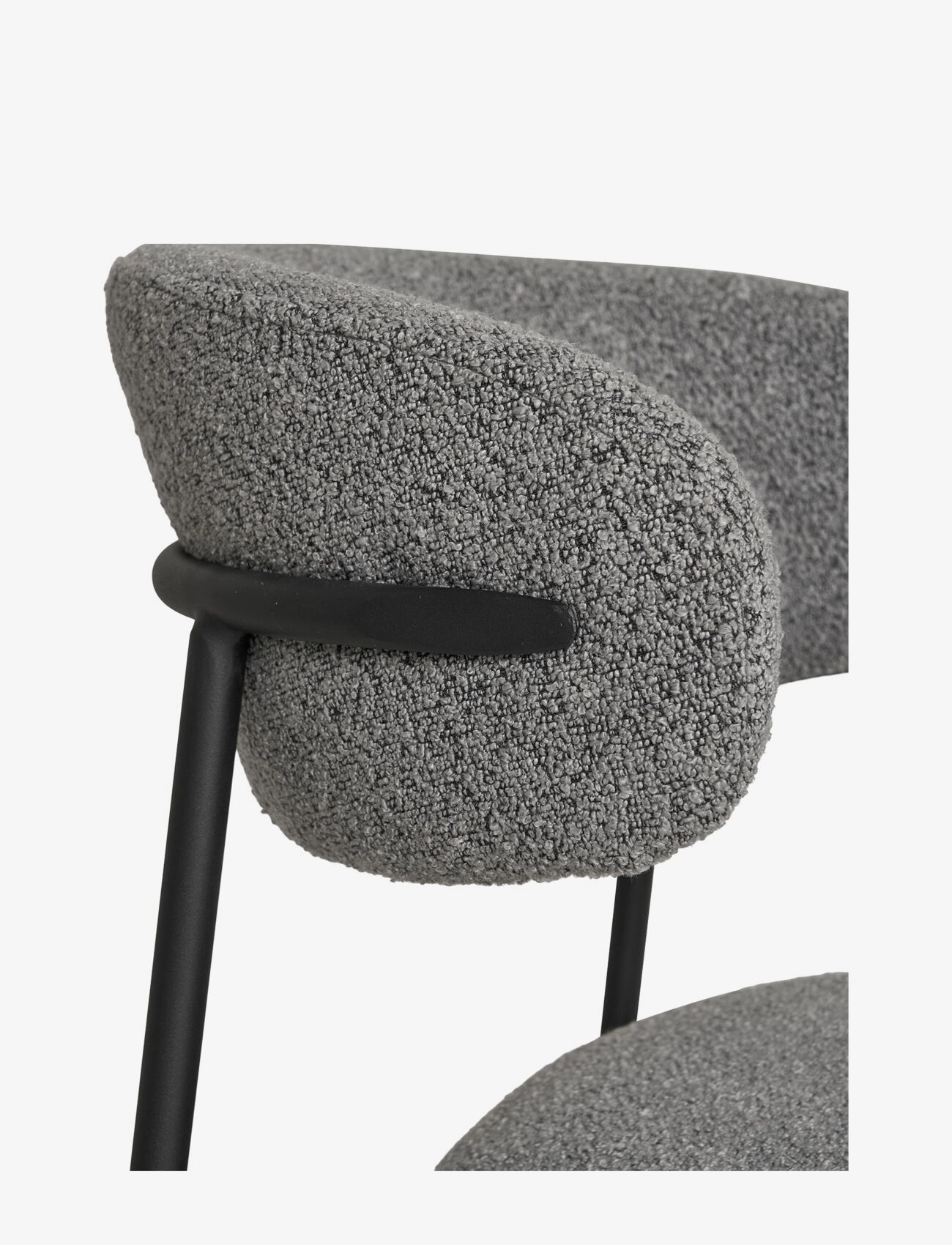 House Nordic - Silla - Dining Chair, bouclé, light grey, black legs - stole - light grey - 4