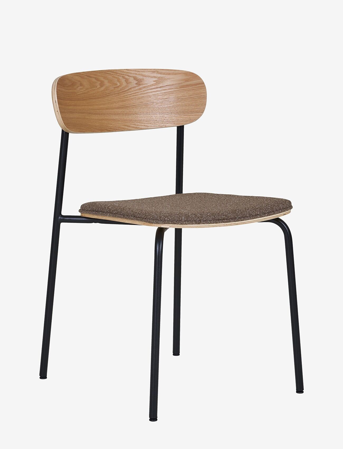 House Nordic - Nora - Dining chair, backrest in ash wood, brown seat with black legs - chairs - nature / brown / black - 2