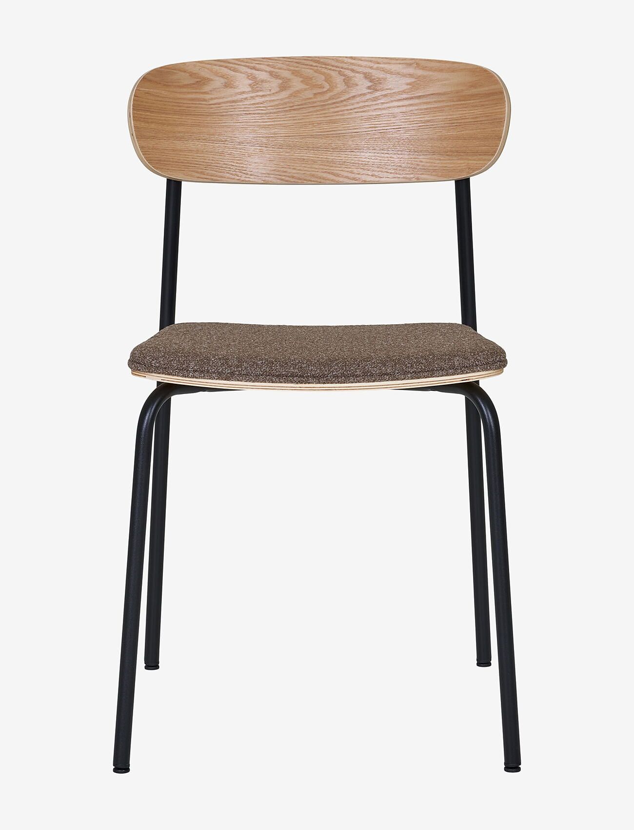 House Nordic - Nora - Dining chair, backrest in ash wood, brown seat with black legs - chairs - nature / brown / black - 3