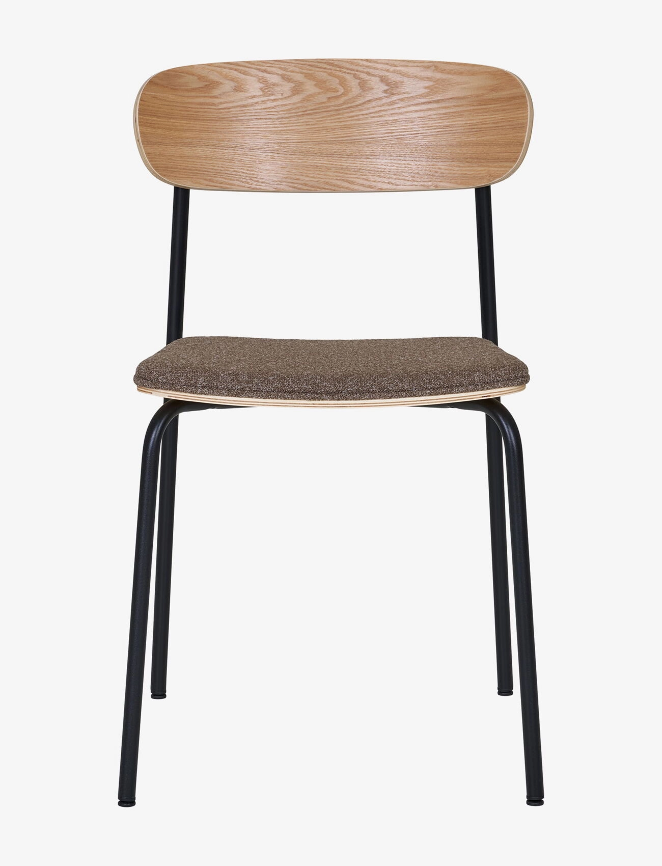 House Nordic - Nora - Dining chair, backrest in ash wood, brown seat with black legs - stolar - nature / brown / black - 3